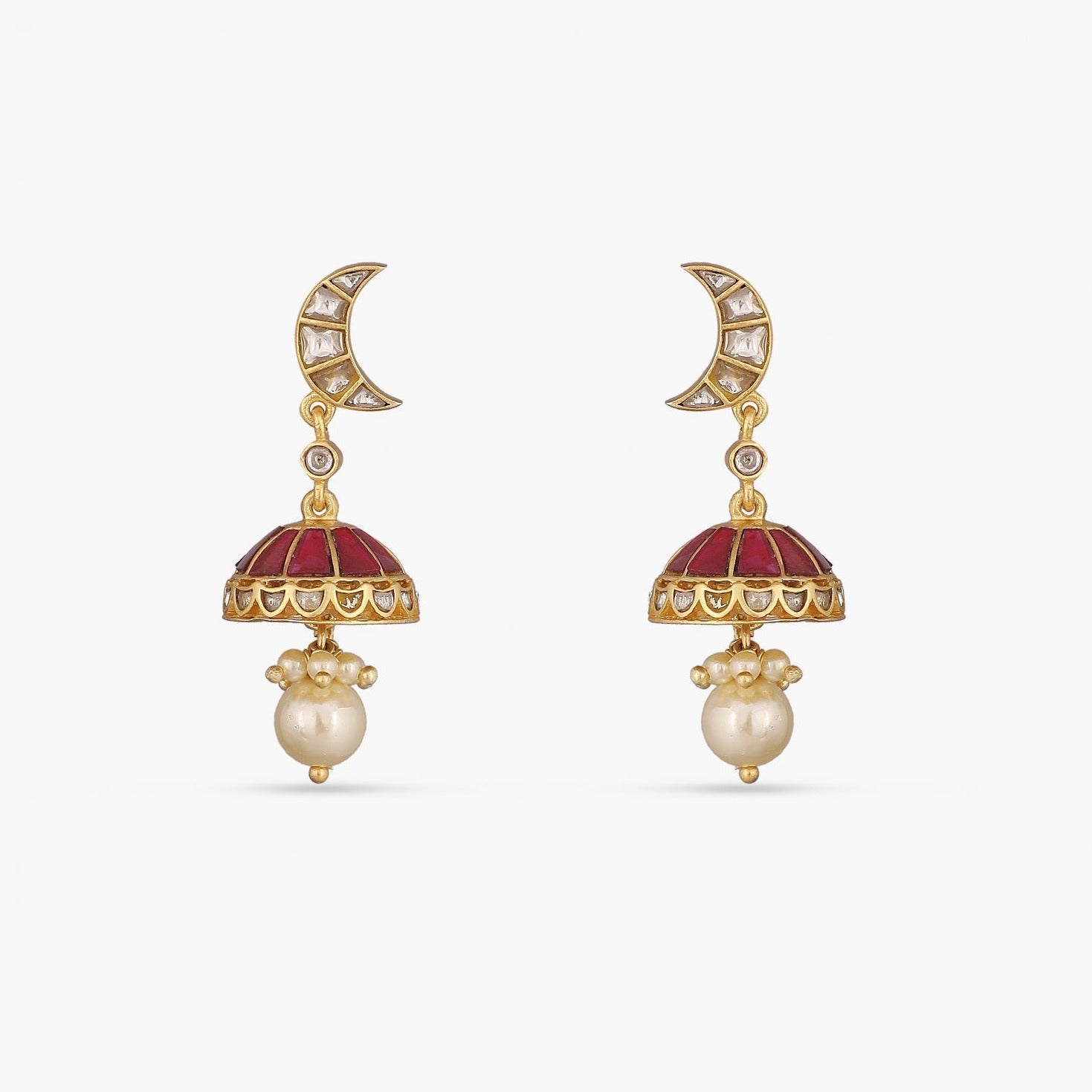Earrings Alka Crescent Silver Jhumkis