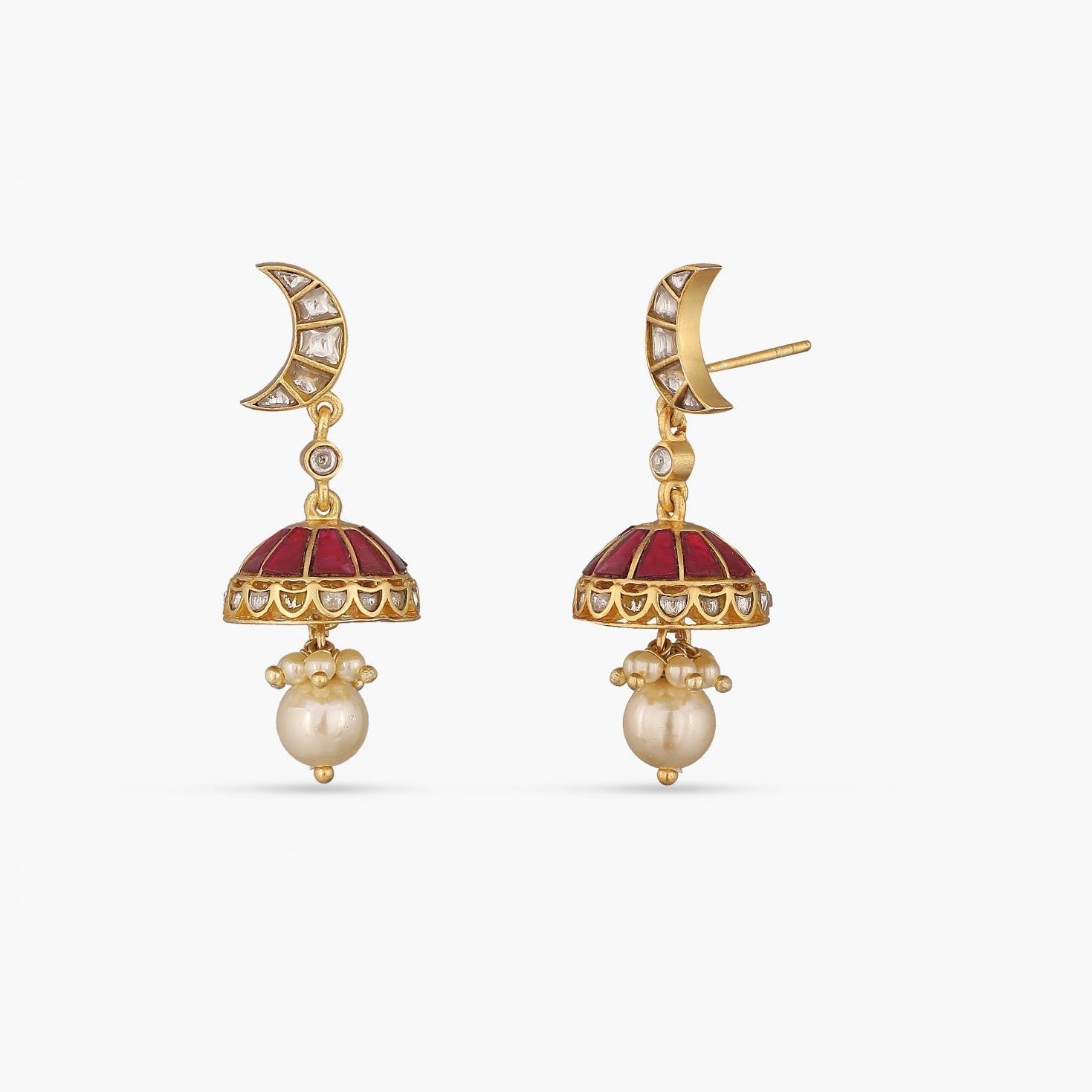 Earrings Alka Crescent Silver Jhumkis