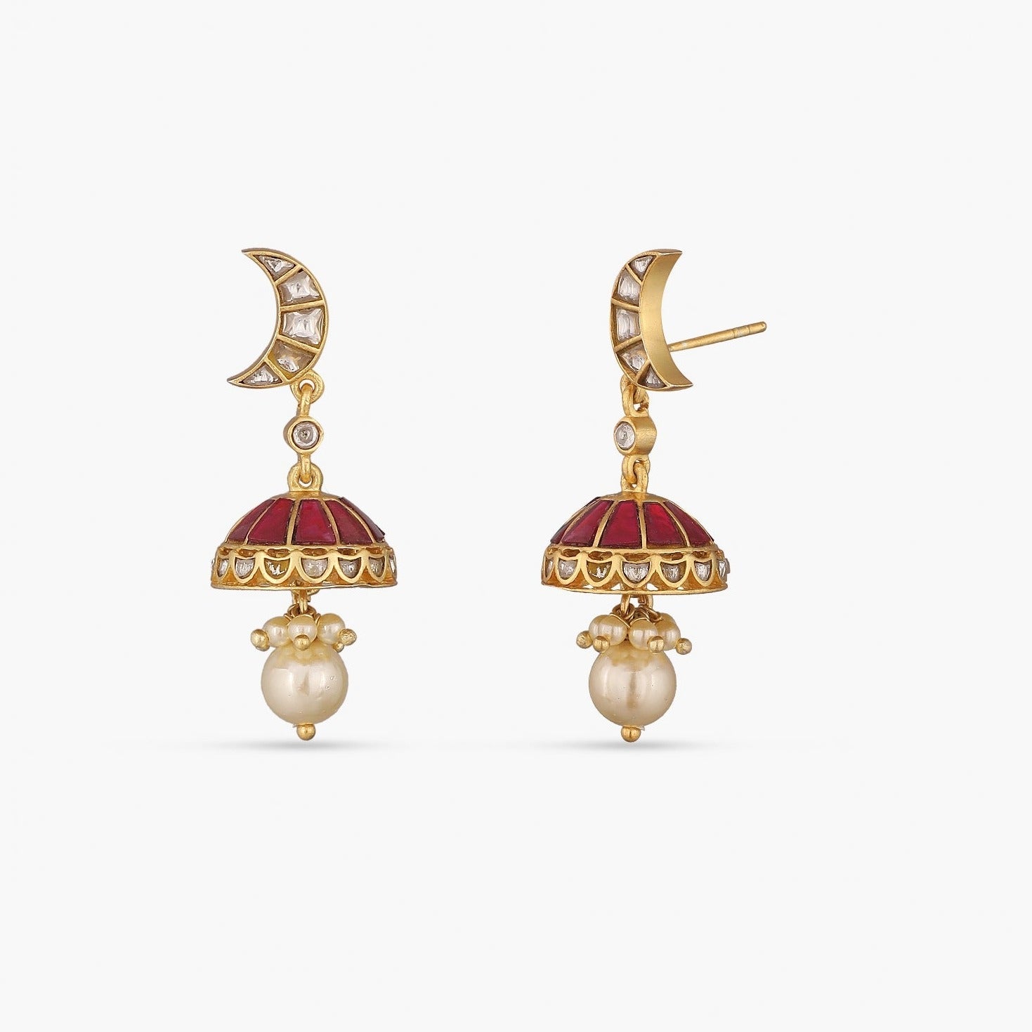 Alka Crescent Silver Jhumkis