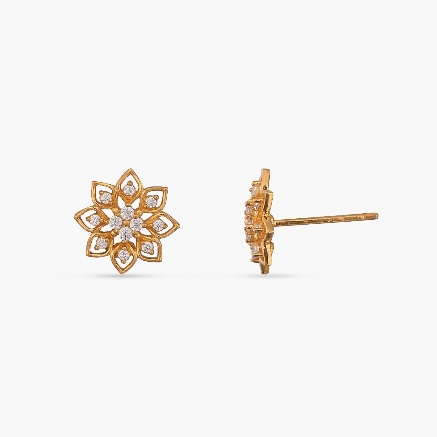 Flora CZ Silver Stud Earrings