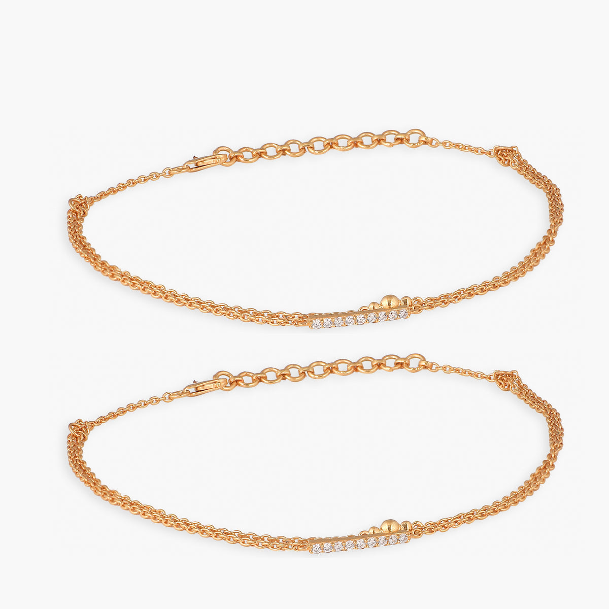 Viona Double Layered Silver Anklets