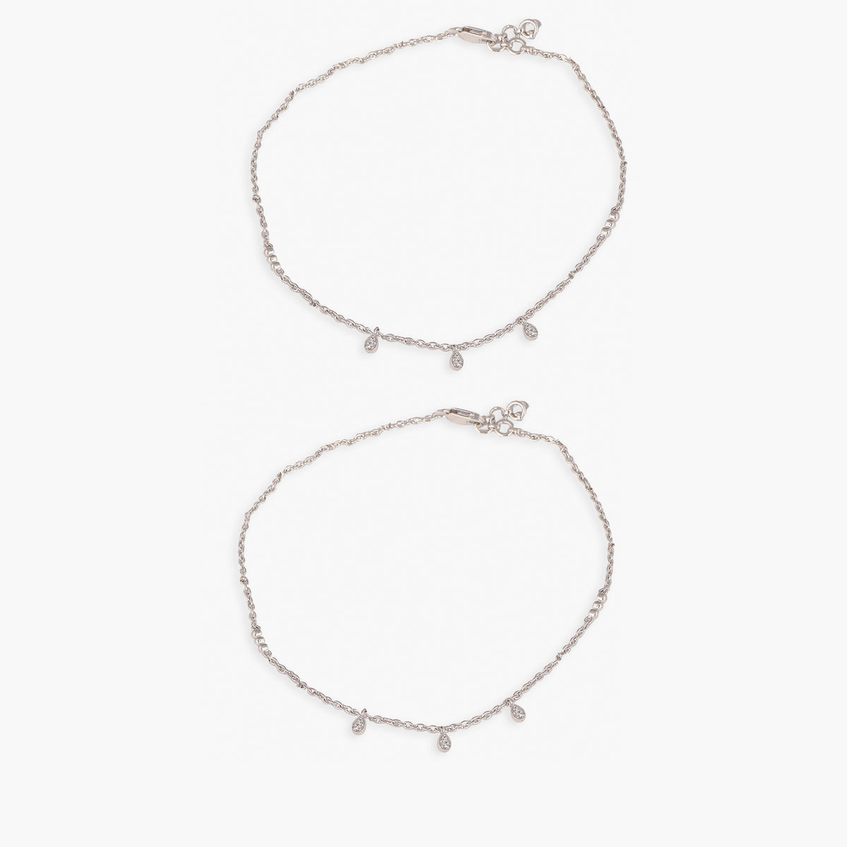 Tulir Demure CZ Silver Anklets