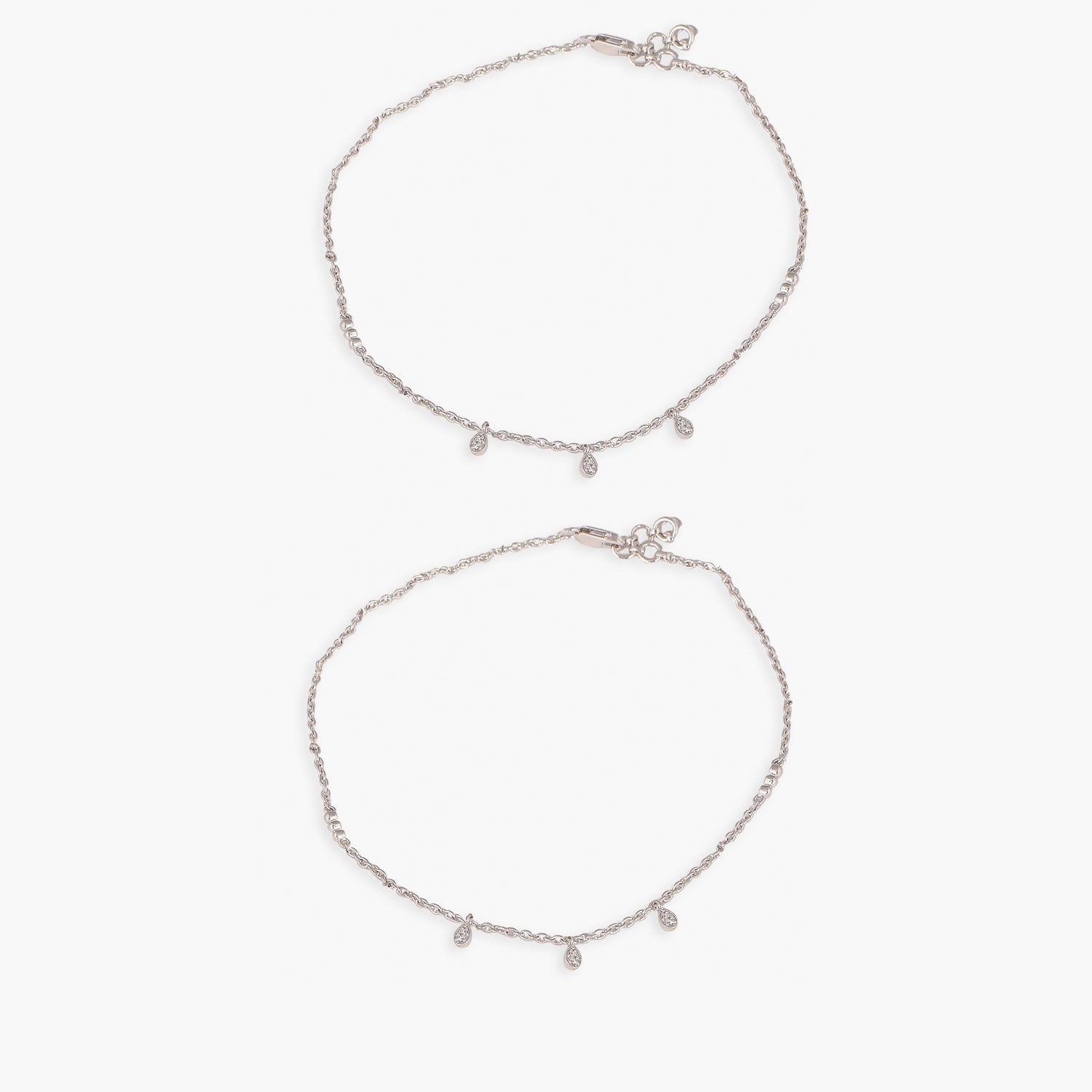 Tulir Demure CZ Silver Anklets