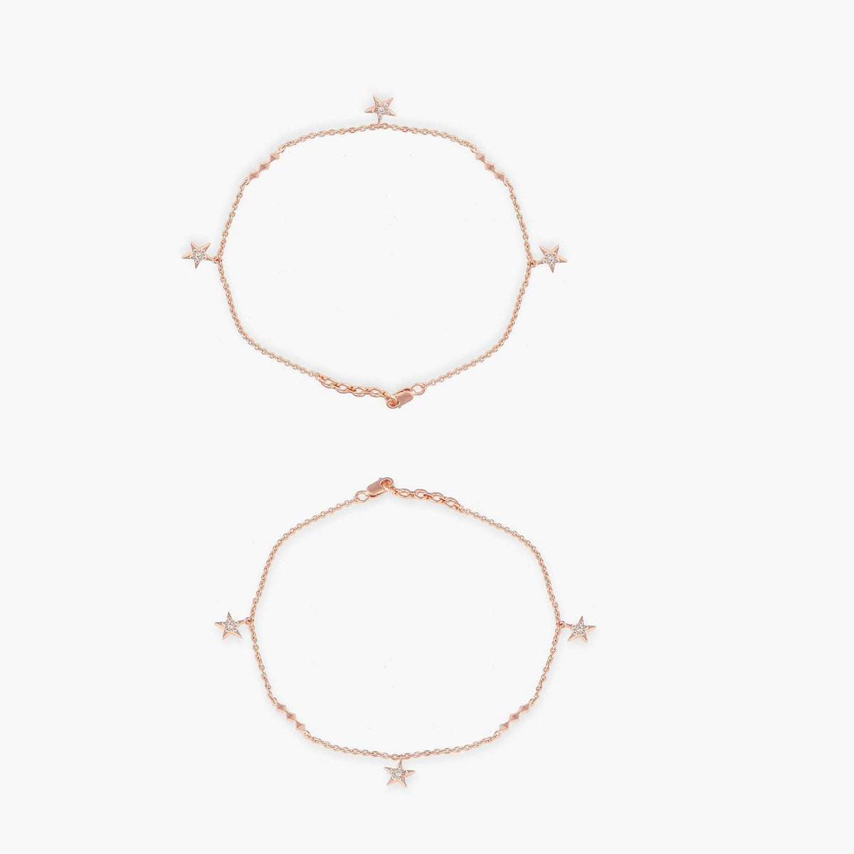 Estrela Rose Gold Silver Anklets