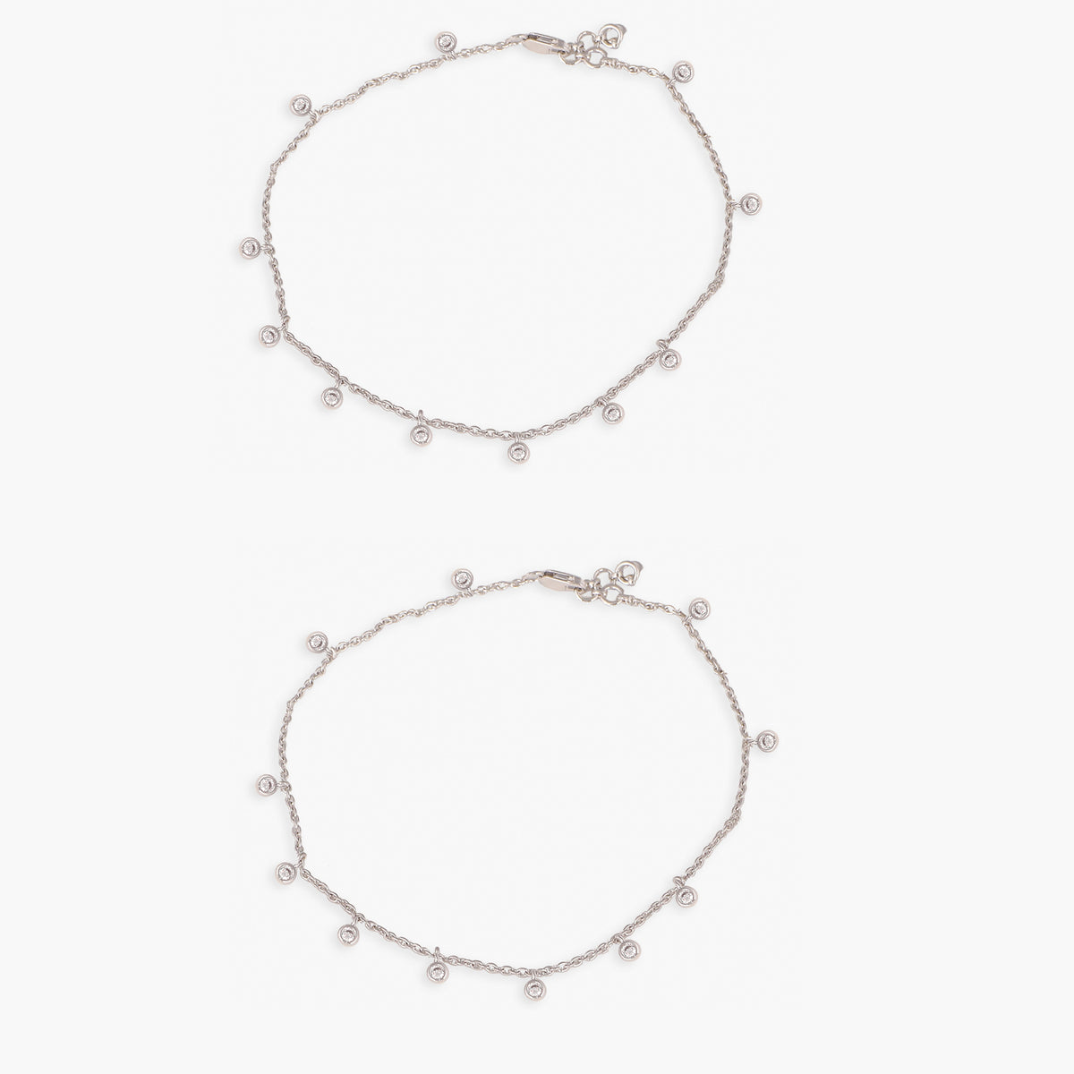 Halo Delicate CZ Silver Anklets