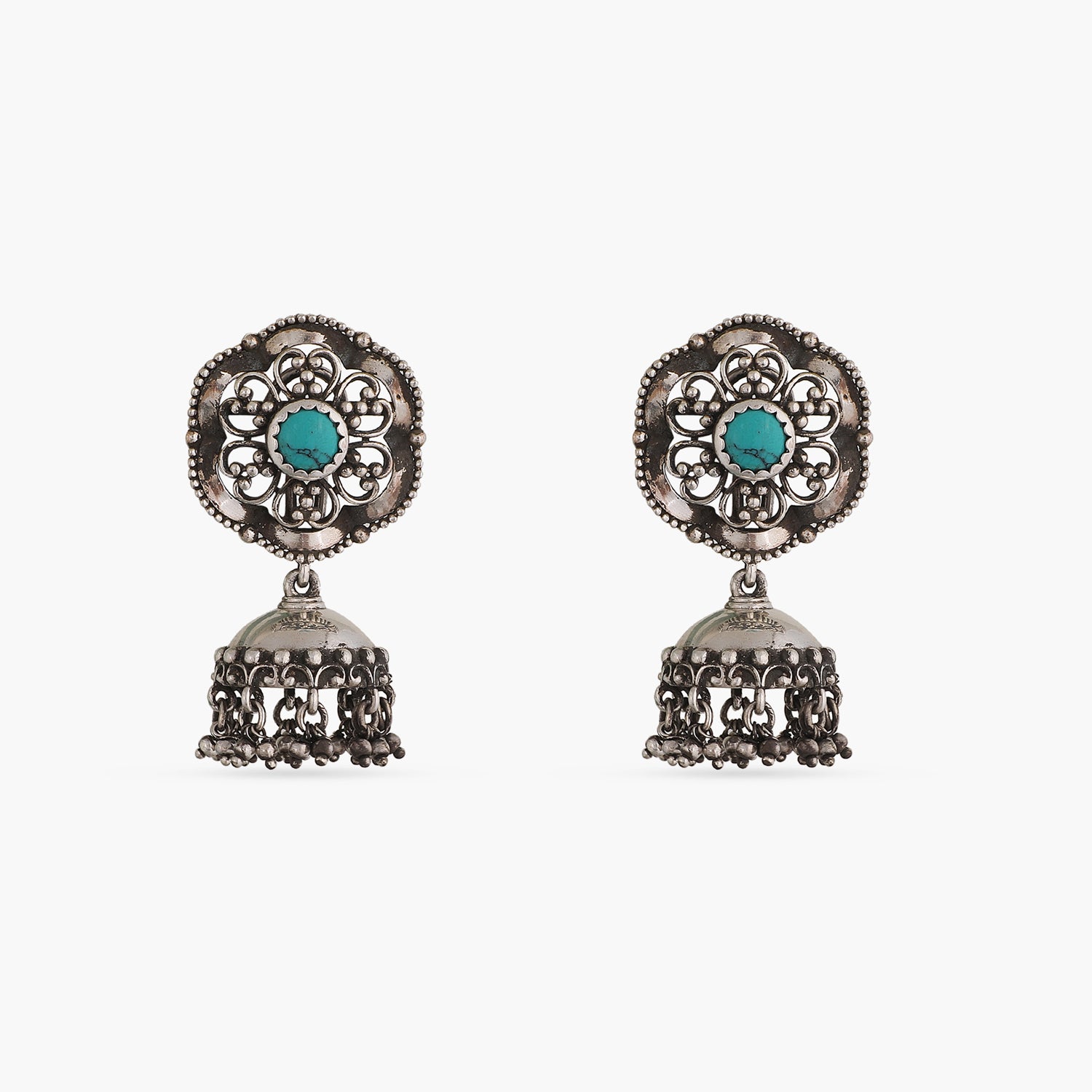 Jhilmil Tribal Silver Jhumki