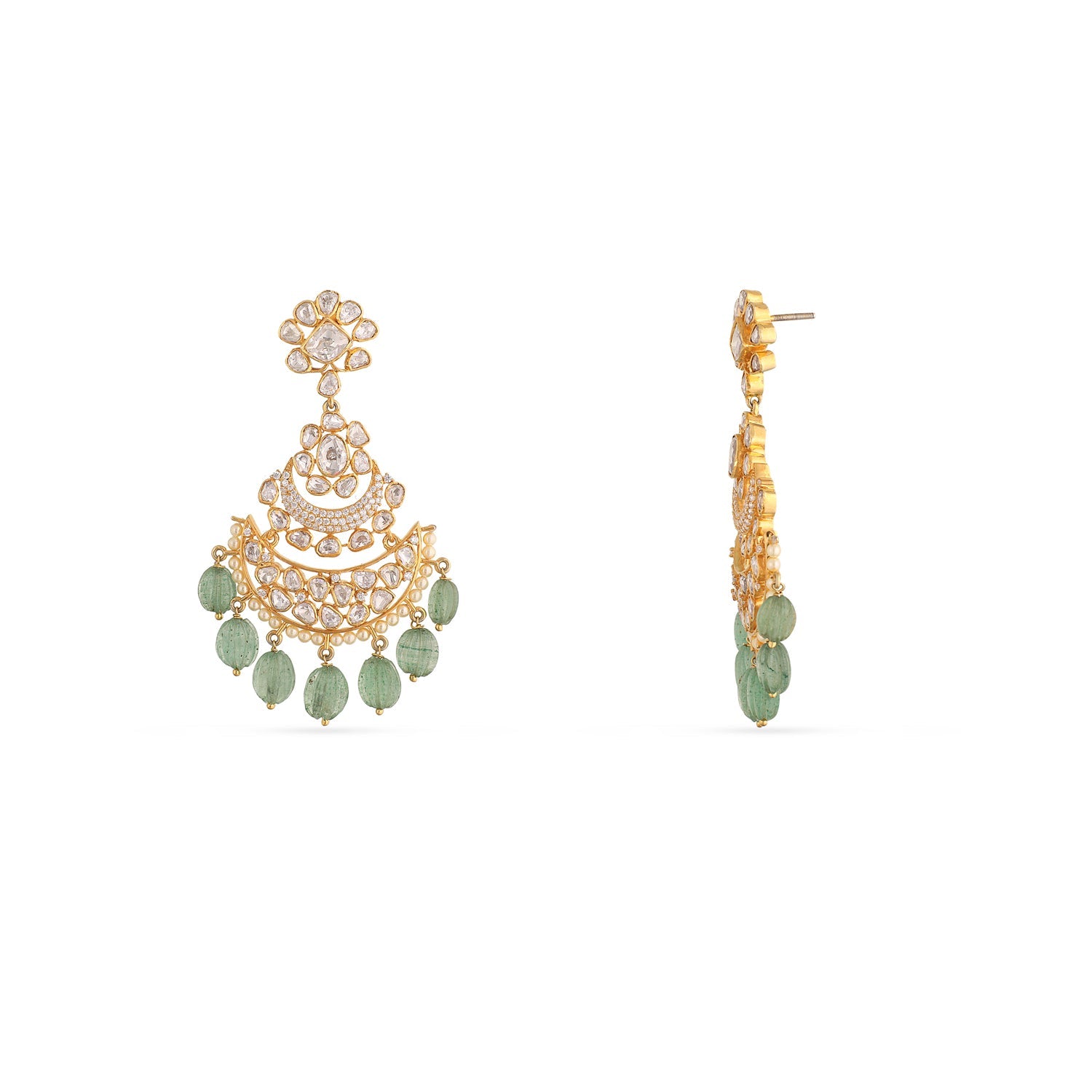 Earrings Pushpita Moissanite Silver Chandbali Earrings