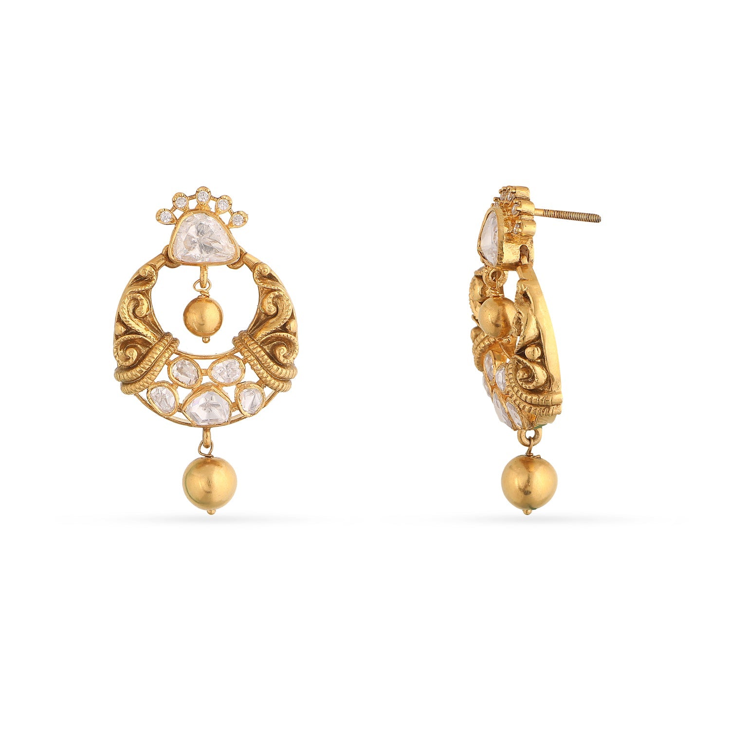 Earrings Vachi Moissanite Chandbali Silver Earrings