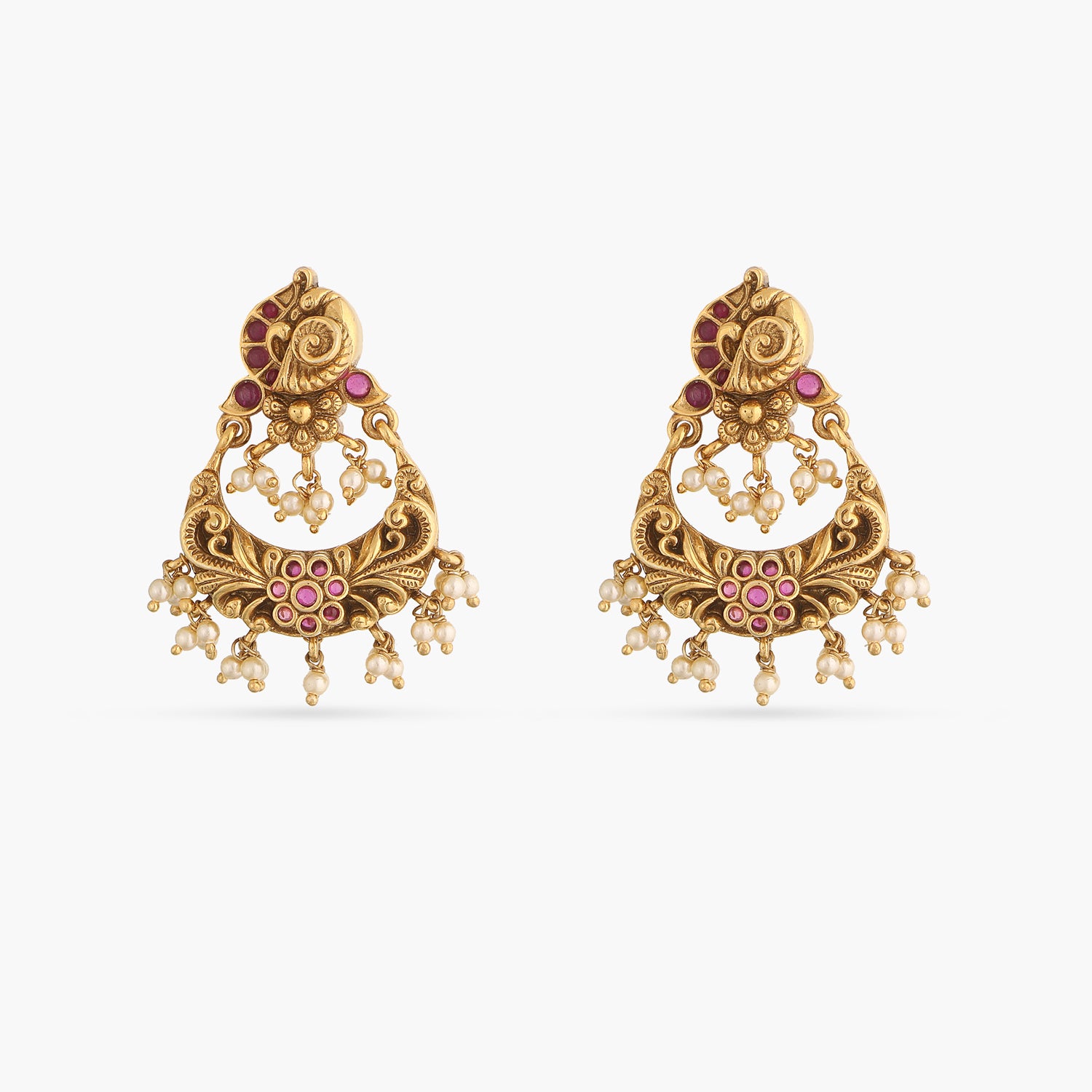 Triguna Kempu Nakshi Chandbali Earrings