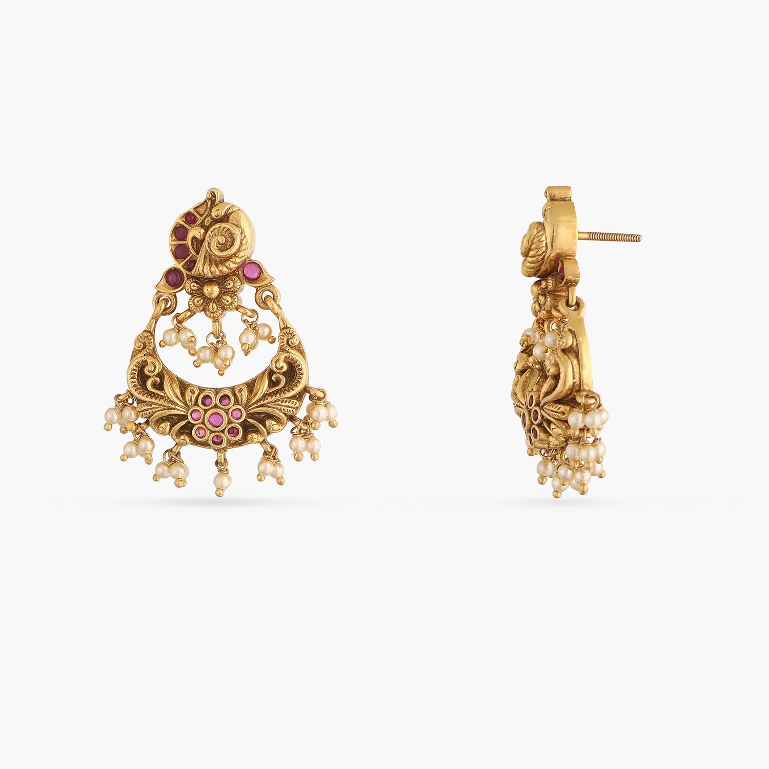 Triguna Kempu Nakshi Chandbali Earrings