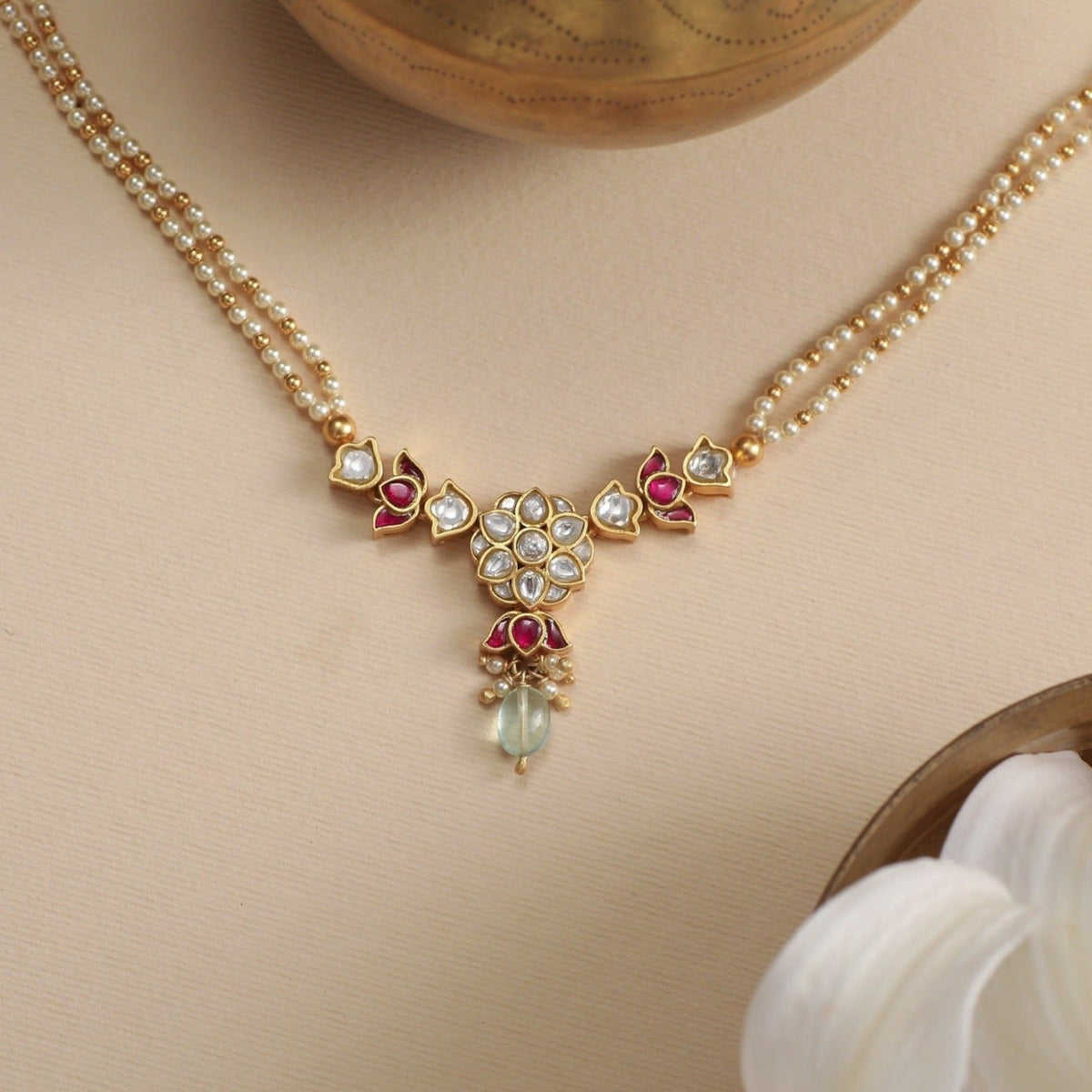 Necklaces Suchita Jadau Silver Pendant Necklace