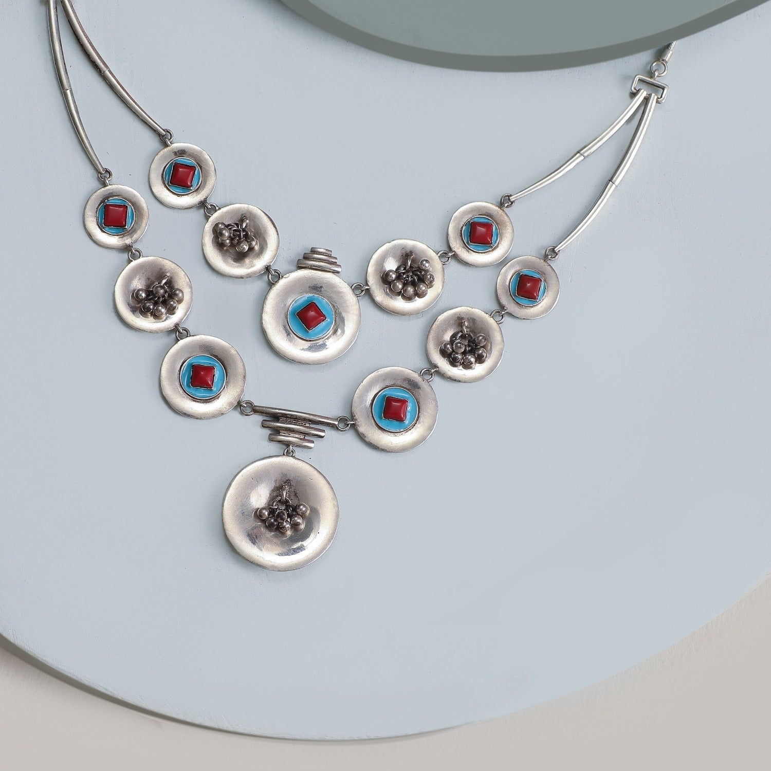 Vidra Tribal Silver Layered Necklace