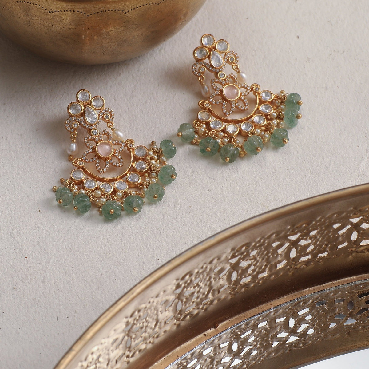 Nusrat Moissanite CZ Silver Earrings