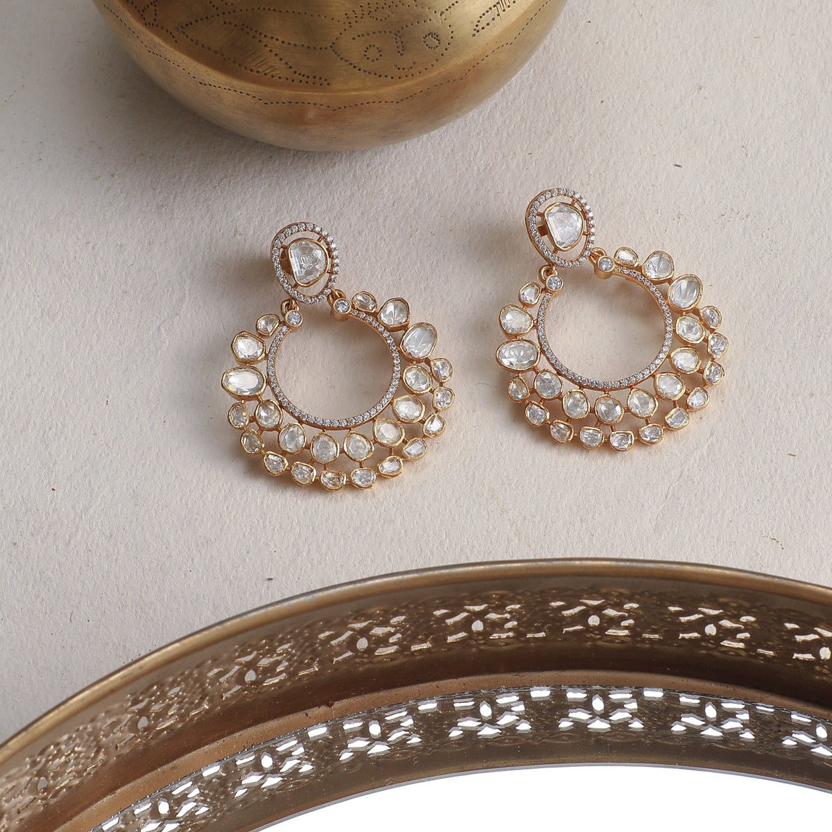 Earrings Nita Moissanite Silver Chandbali Earrings