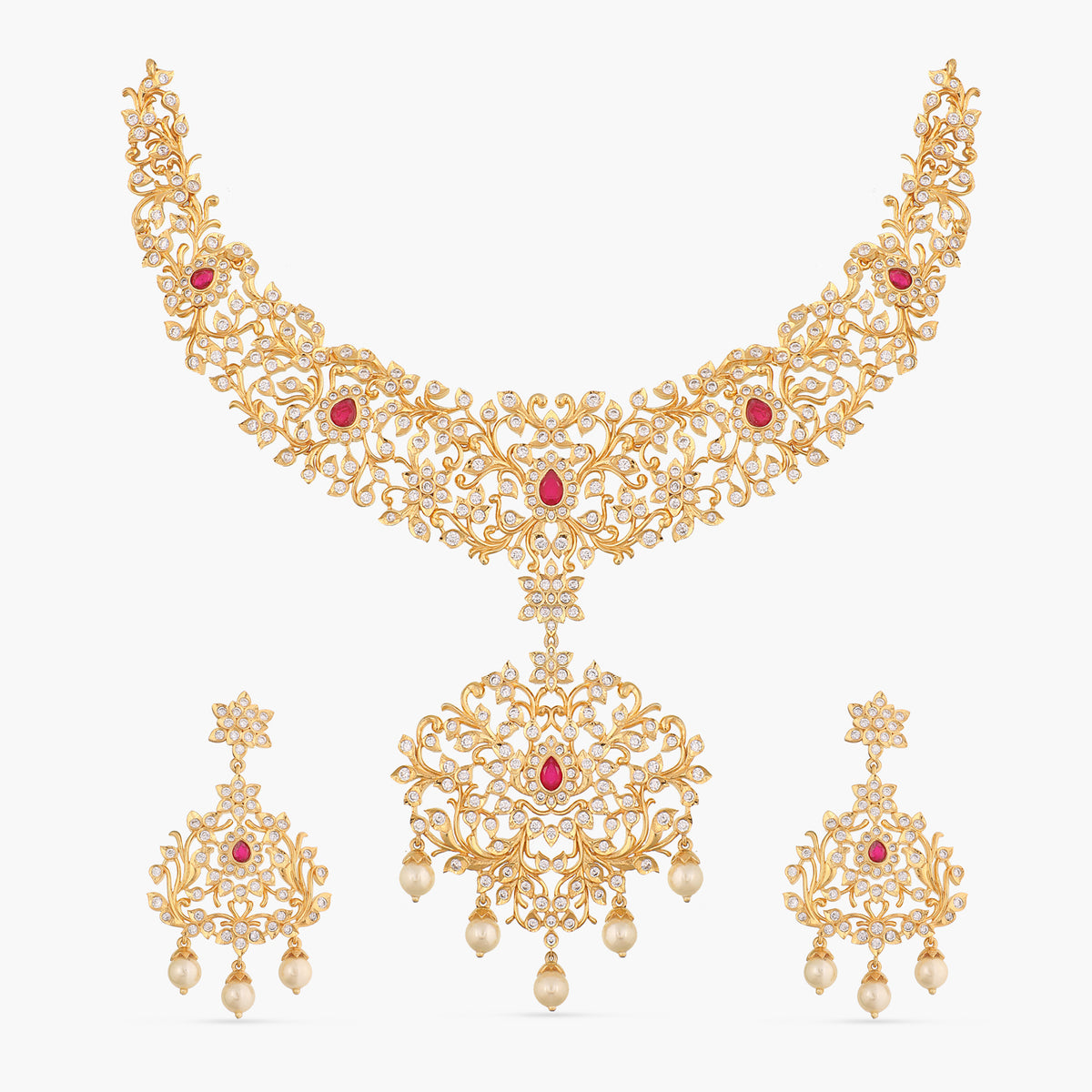 Phagun CZ Silver Necklace Set