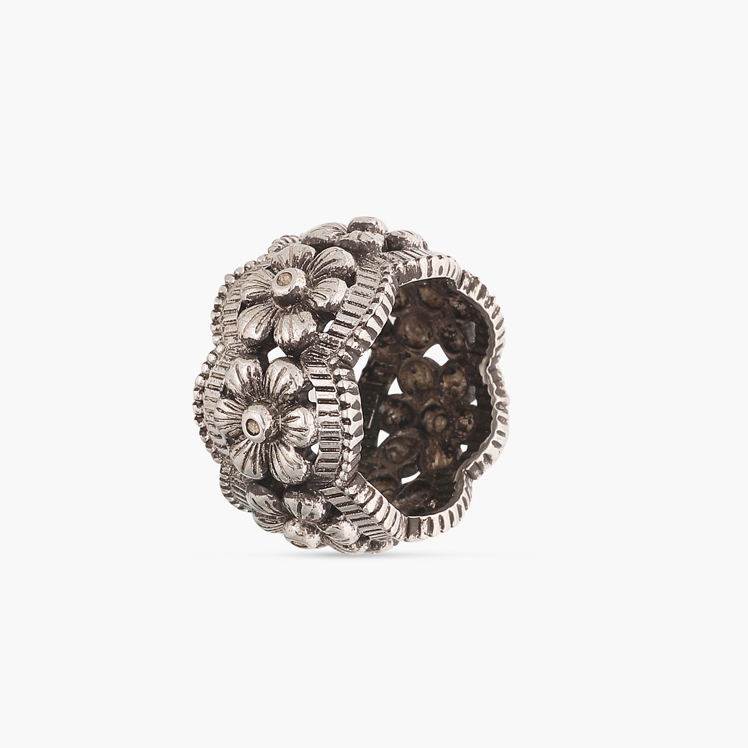 Finger Ring Karamati Floral Silver Finger Ring