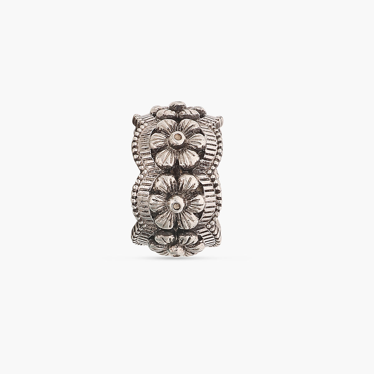 Karamati Floral Silver Finger Ring