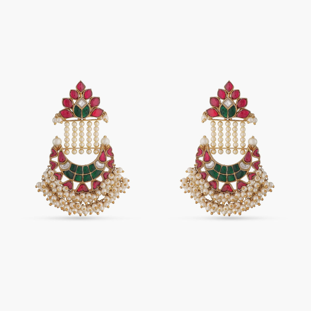 Striva Kempu Pearl Silver Earrings