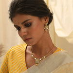Necklaces Mayoorika Nakshi Moissanite Silver Necklace Set