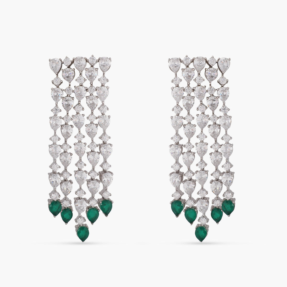 Rasika Chandlier Silver CZ Earrings