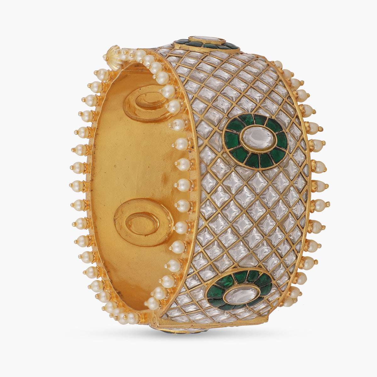 Bangles Aalia Uncut Polki Statement Silver Bangle