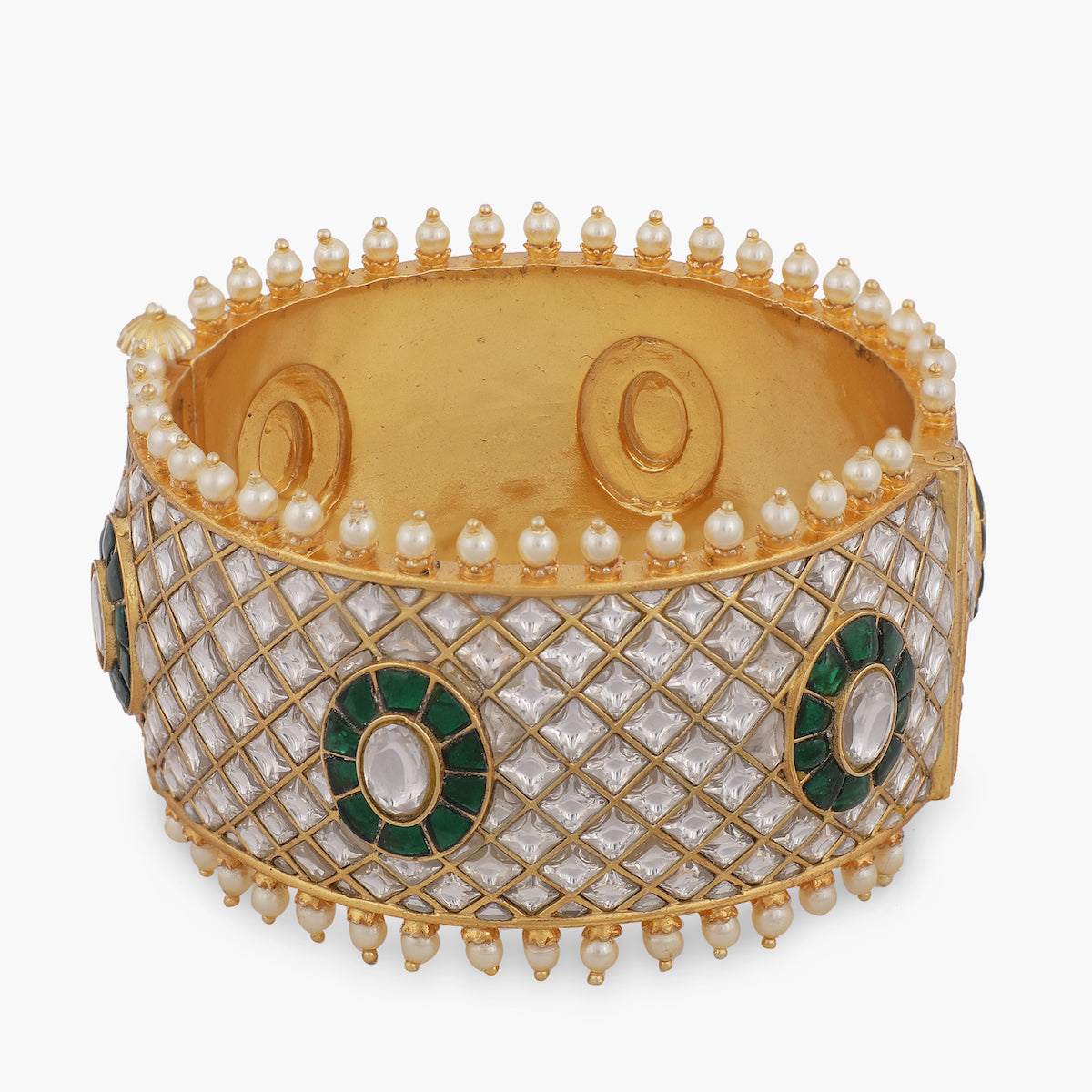 Buy Gold Plated Kundan Polki Embellished Bracelet by Hrisha Jewels Online  at Aza Fashions.