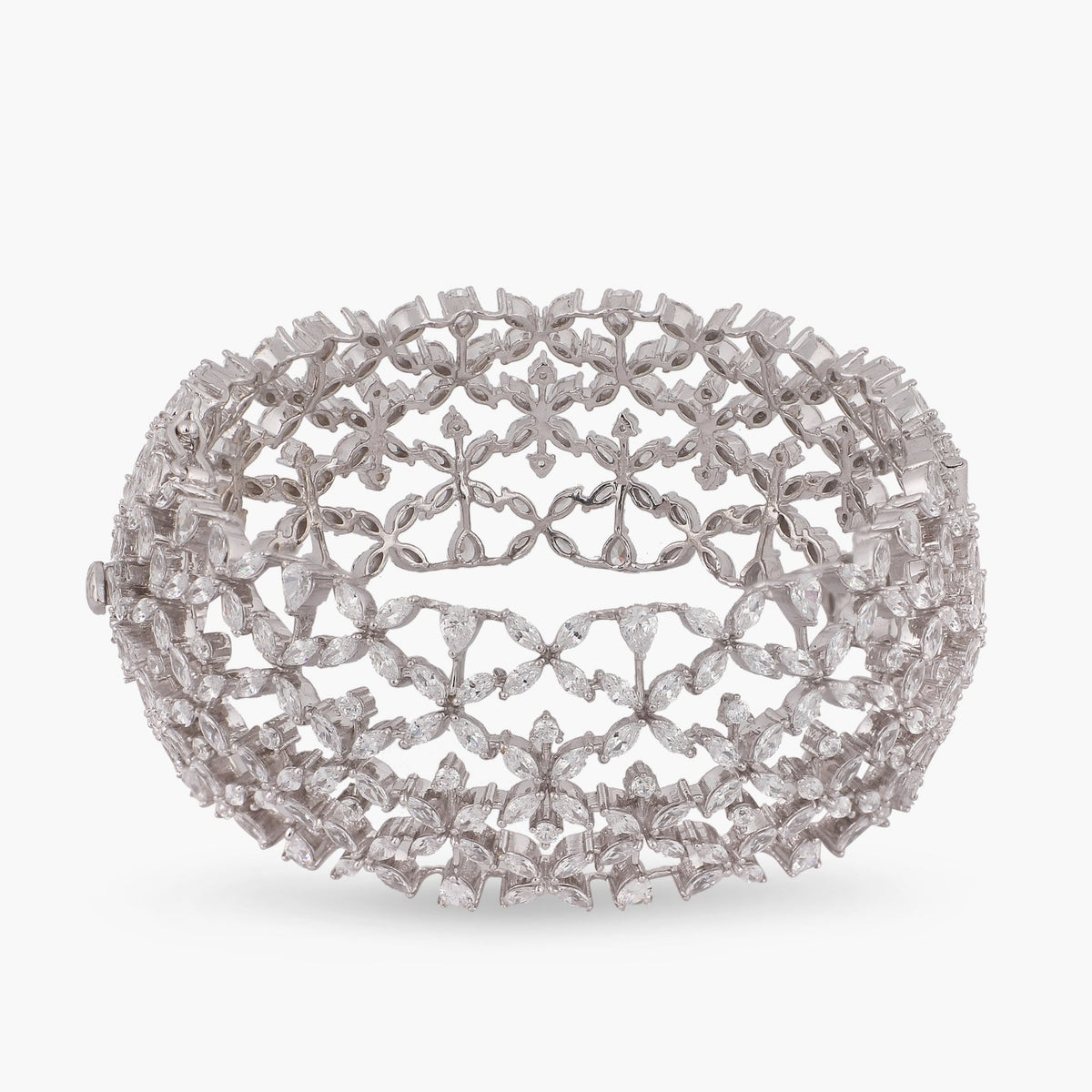 Rasika Blossoming Floral CZ Silver Bangle