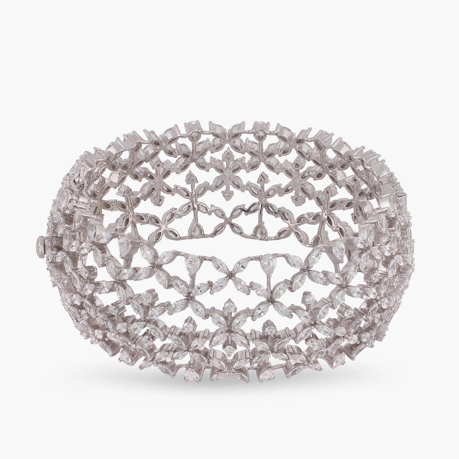 Bangles Rasika Blossoming Floral CZ Silver Bangle