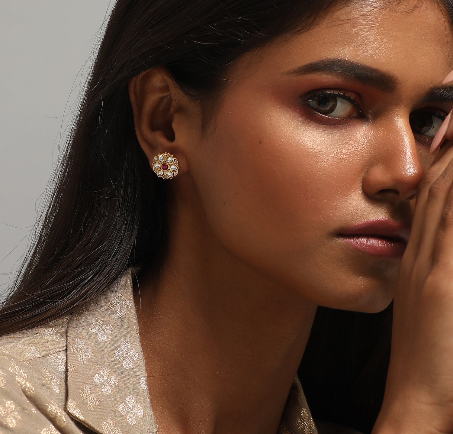 Buy Pushpa Kundan Stud Earrings Paksha