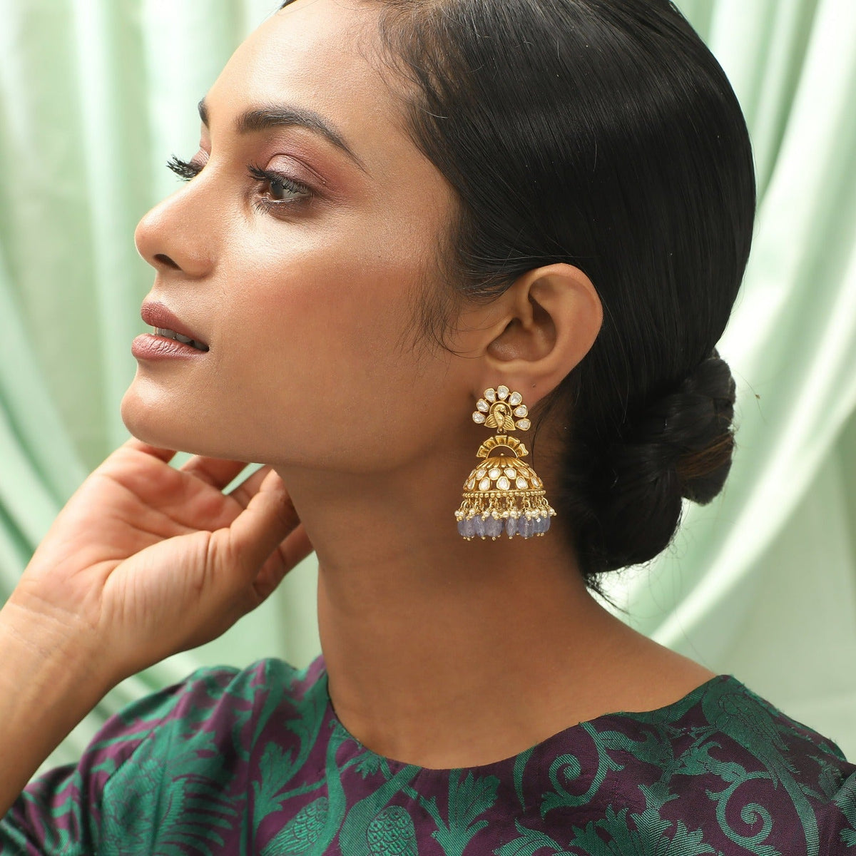 Earrings Morni Moissanite Silver Jhumkis