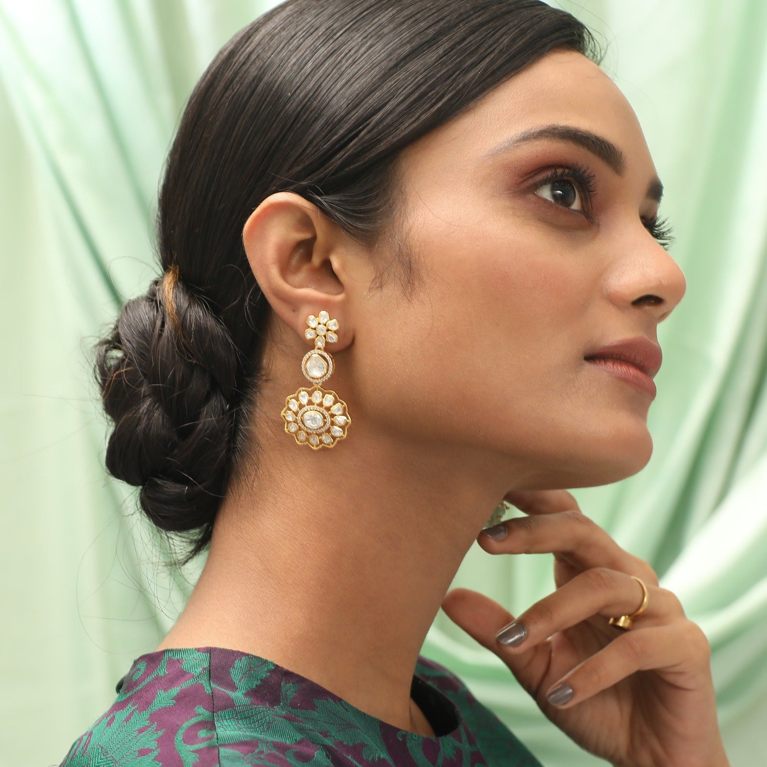 Earrings Flora Moissanite Silver Drop Earrings