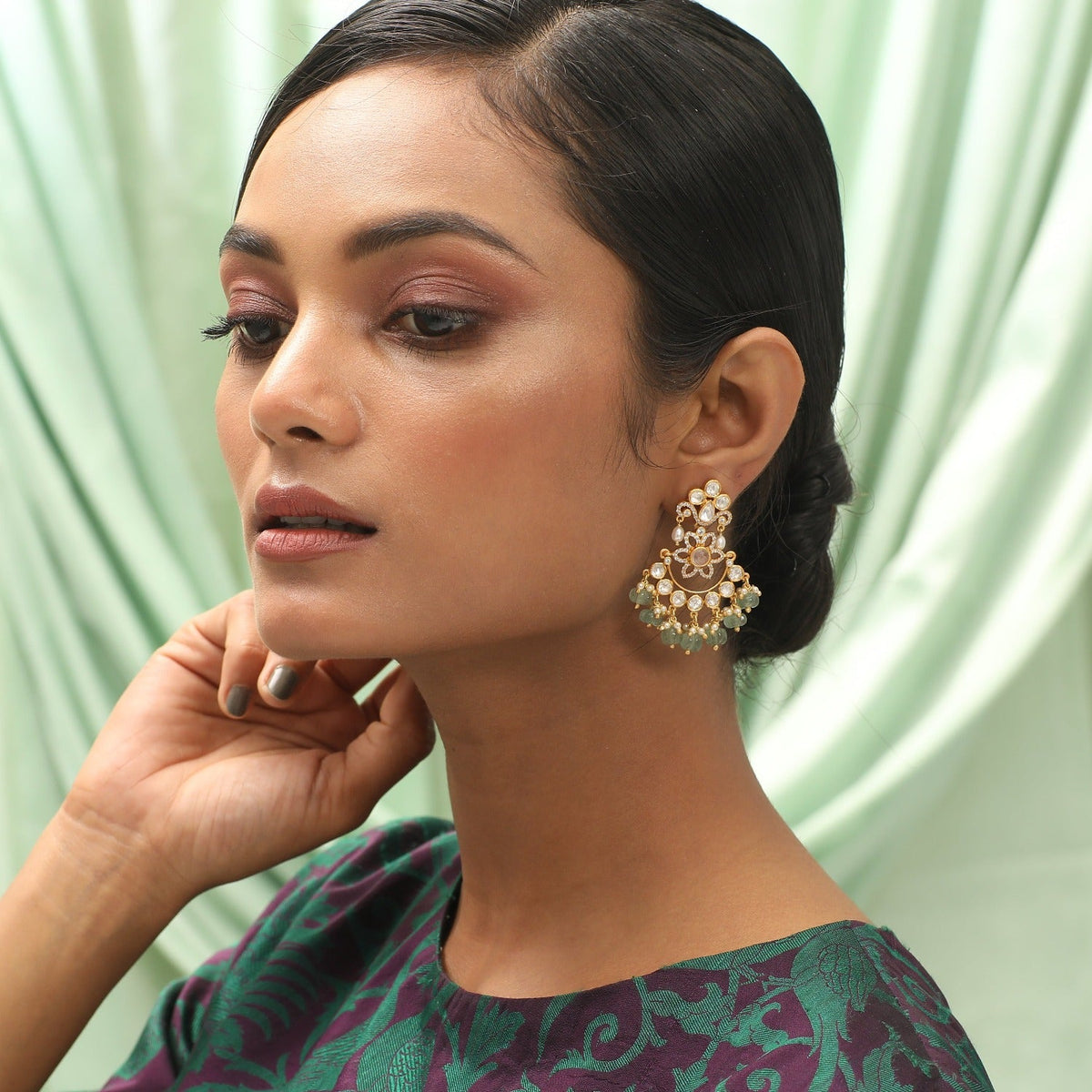 Earrings Nusrat Moissanite CZ Silver Earrings