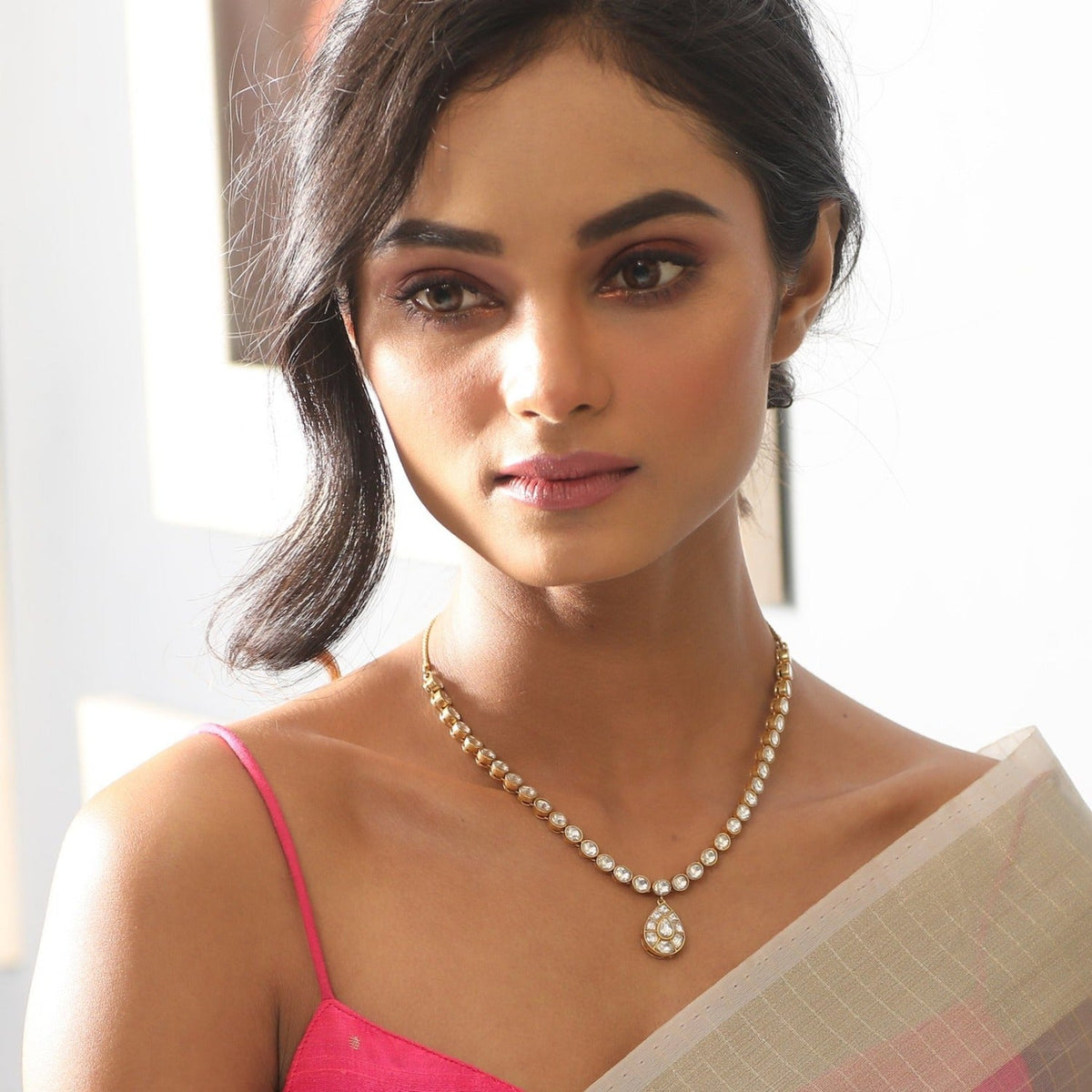 Necklaces Dogri Jadau Gold Plated Silver Necklace