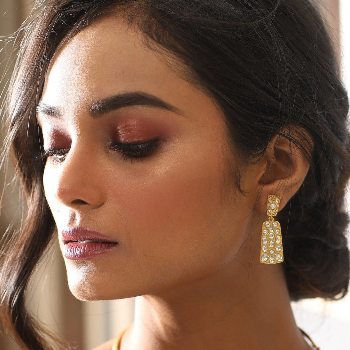 Earrings Abhina Gold Plated Silver Jadau Earrings