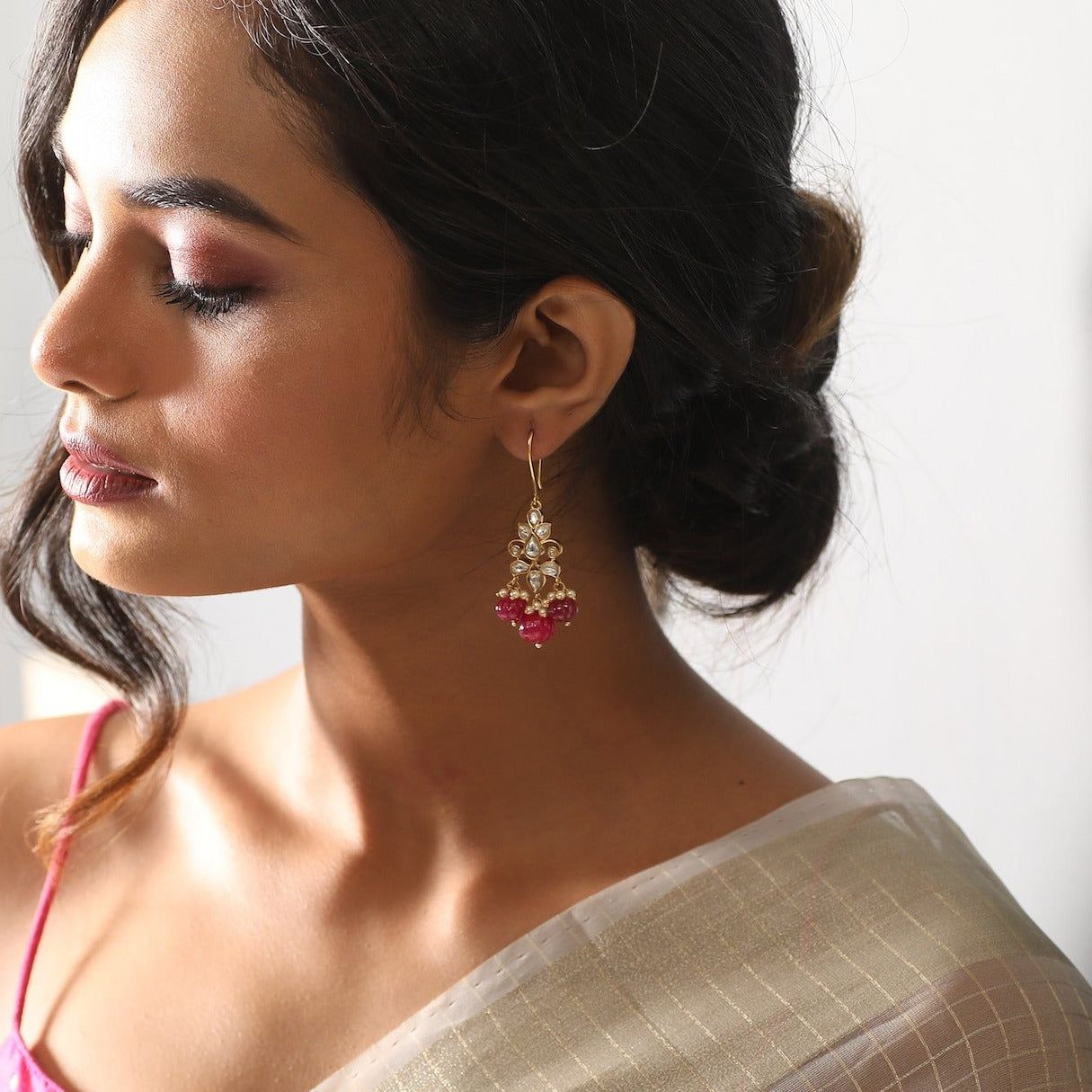 Griha Jadau Silver Drop Earrings