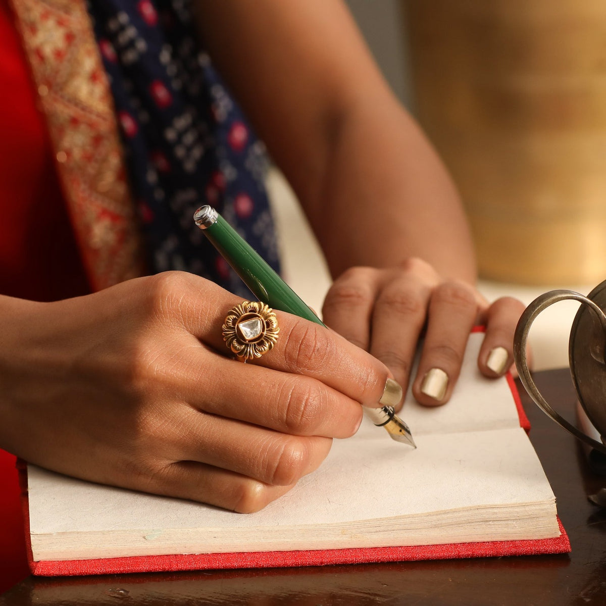 Shuchi Nakshi Silver Finger Ring