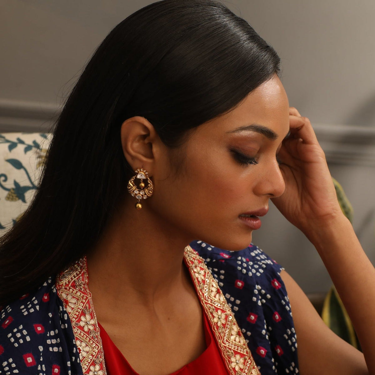 Earrings Vachi Moissanite Chandbali Silver Earrings