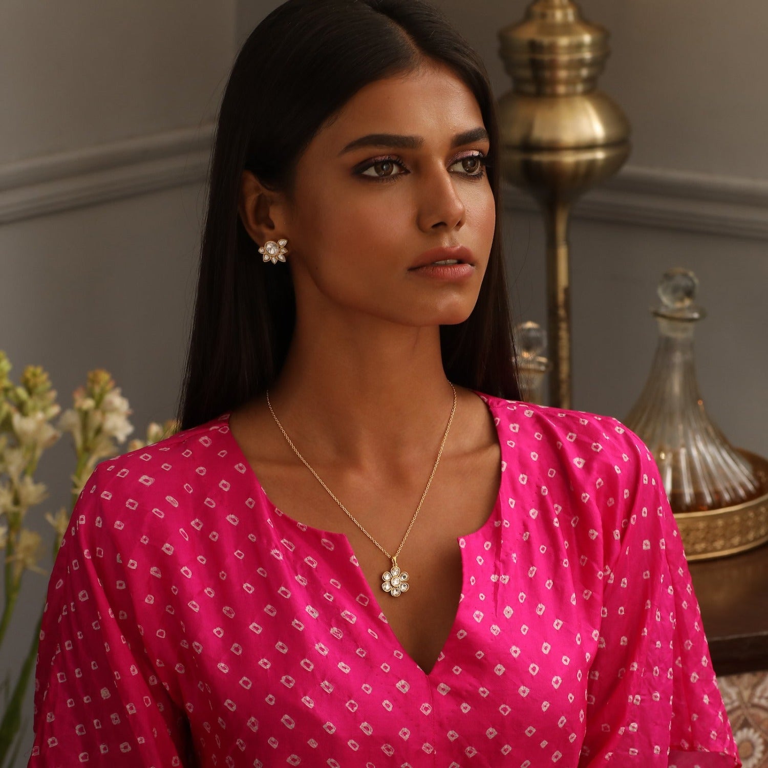 Viksha Moissonite Silver Necklace