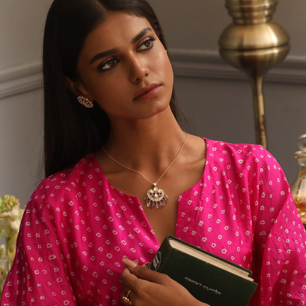 Necklaces Keya Jadau Silver Pendant Necklace