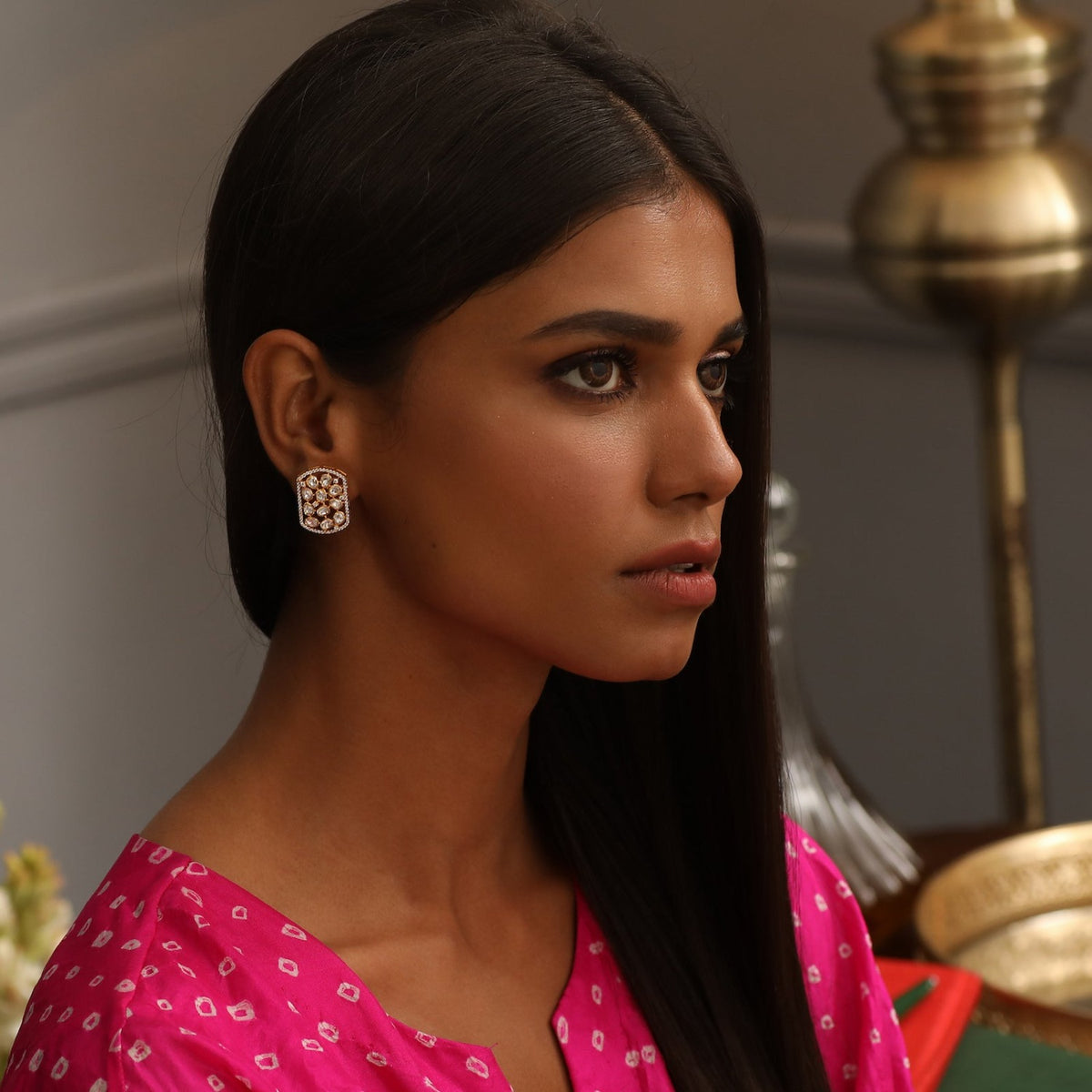 Trayi Moissanite CZ Silver Stud Earrings