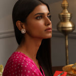 Moissanite Floral Silver Stud Earrings