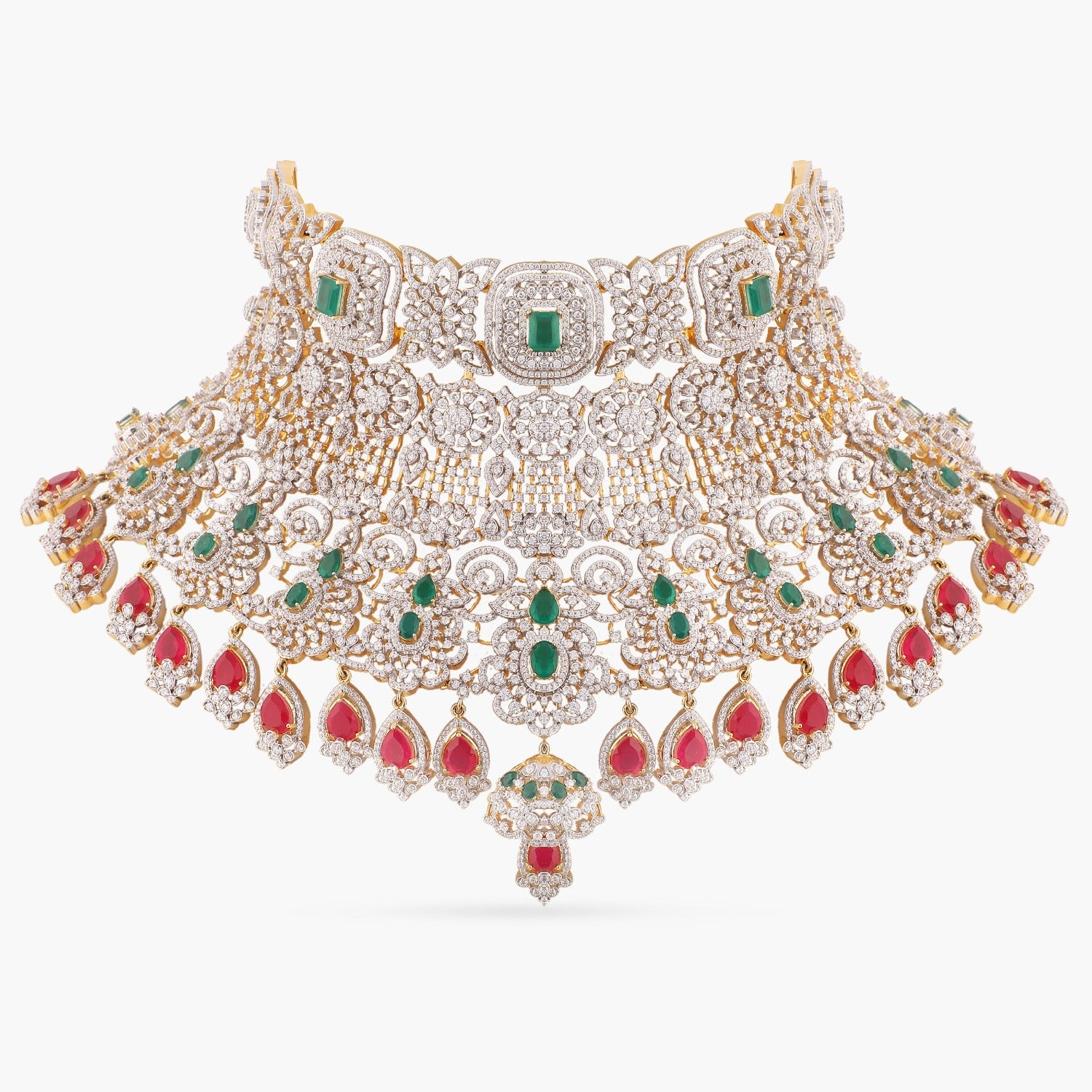 Akshaja Grand Bridal CZ Silver Choker