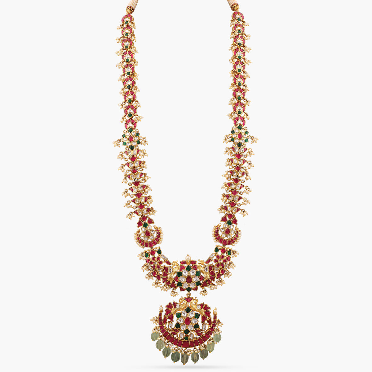 Shambhavi Kempu Jadau Silver Long Necklace