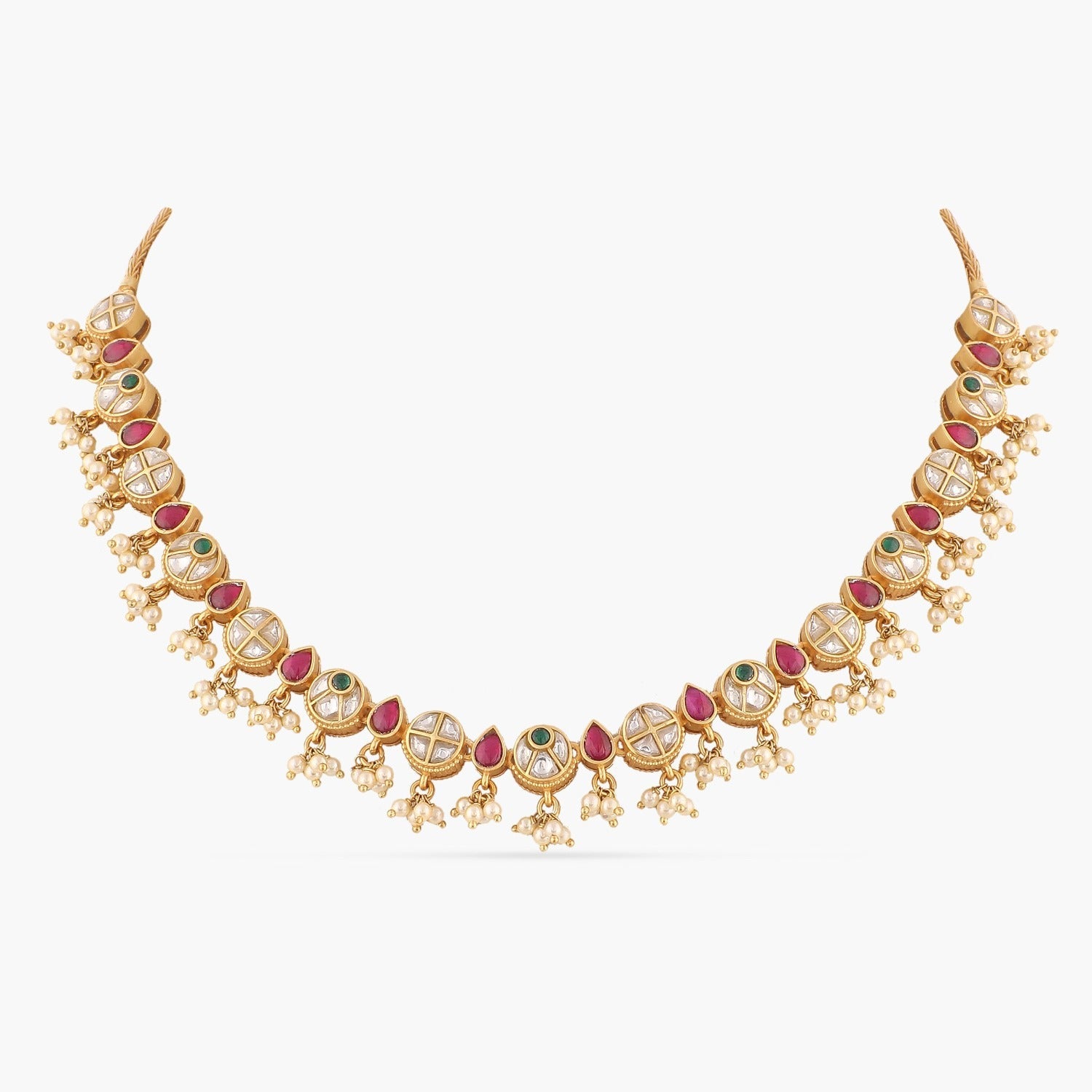 Necklaces Ardra Gold Plated Jadau Silver Necklace