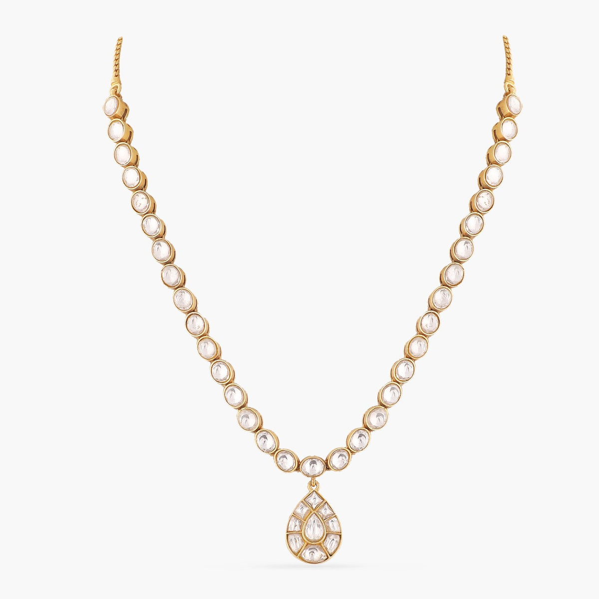 Dogri Moissanite Gold Plated Silver Necklace