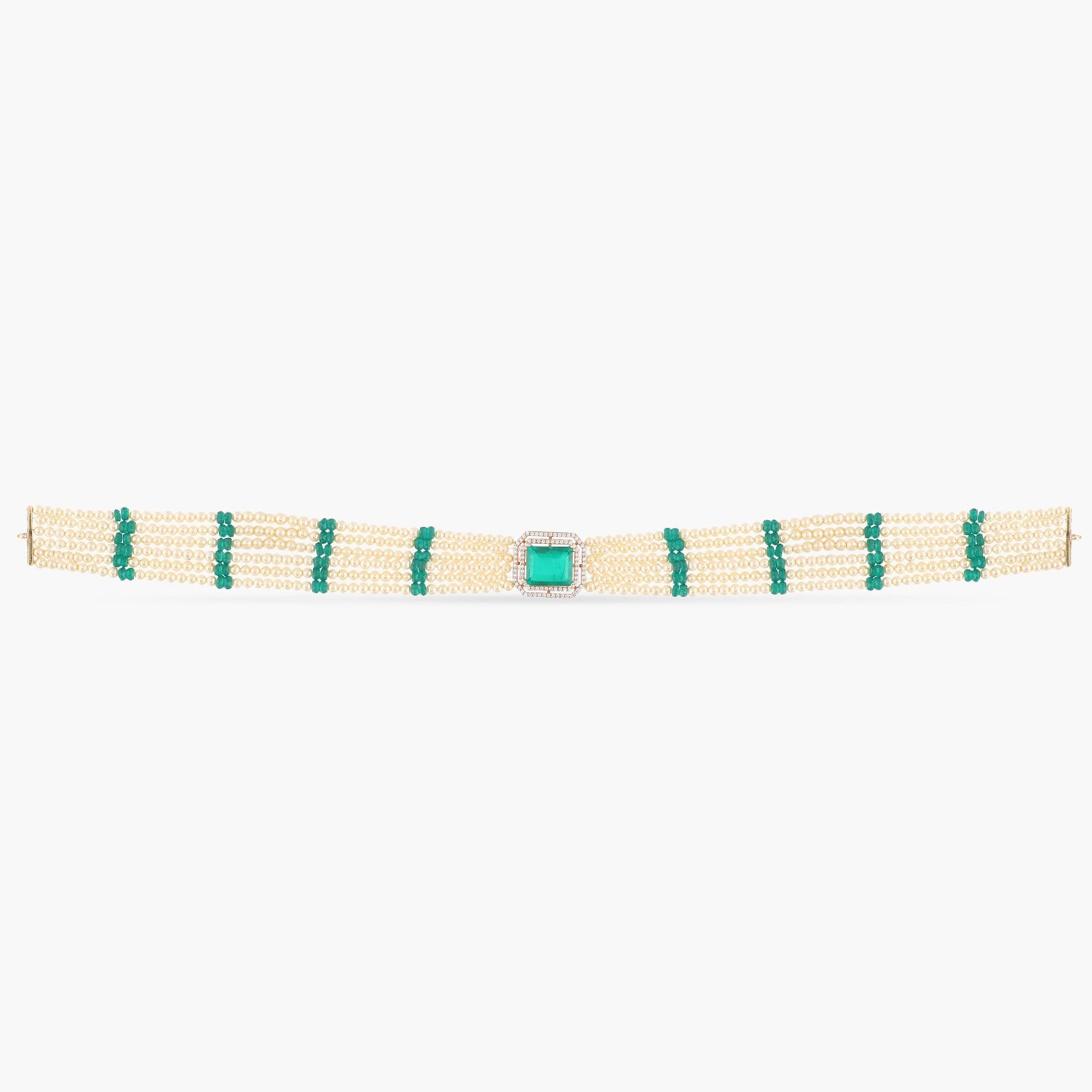 Emerald Pearl Silver Choker