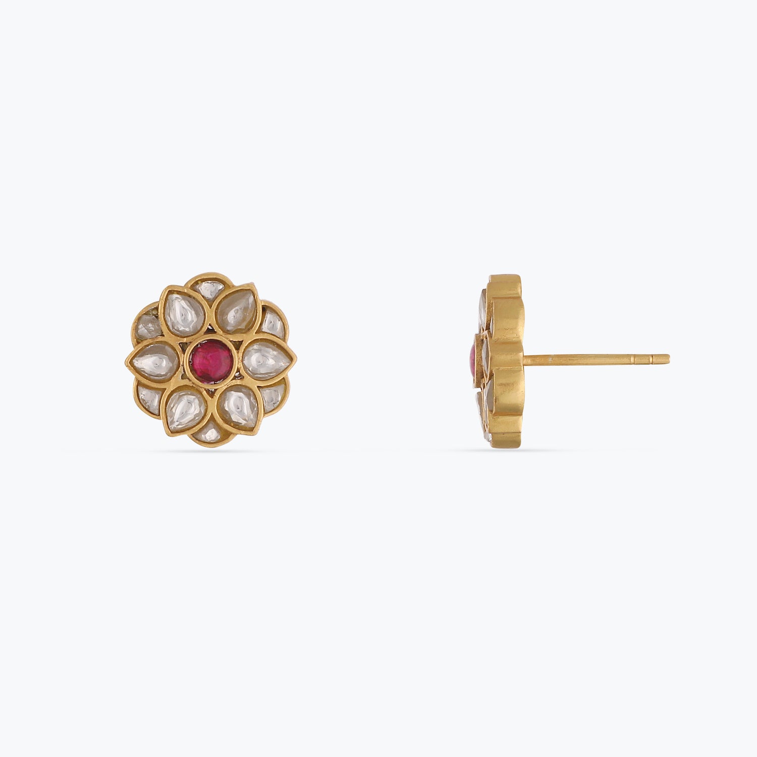 Kundan stud earrings gold discount