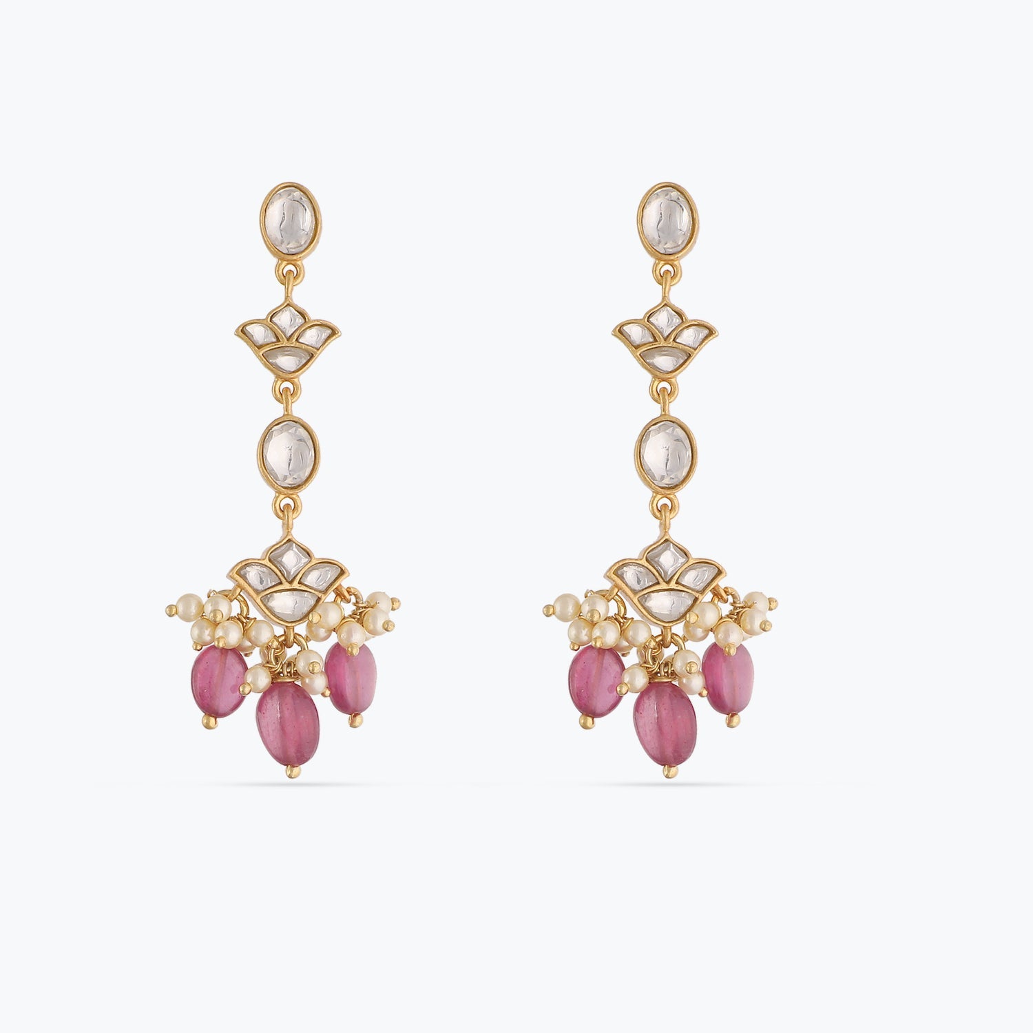 Earrings Floral Buds Jadau Silver Earrings