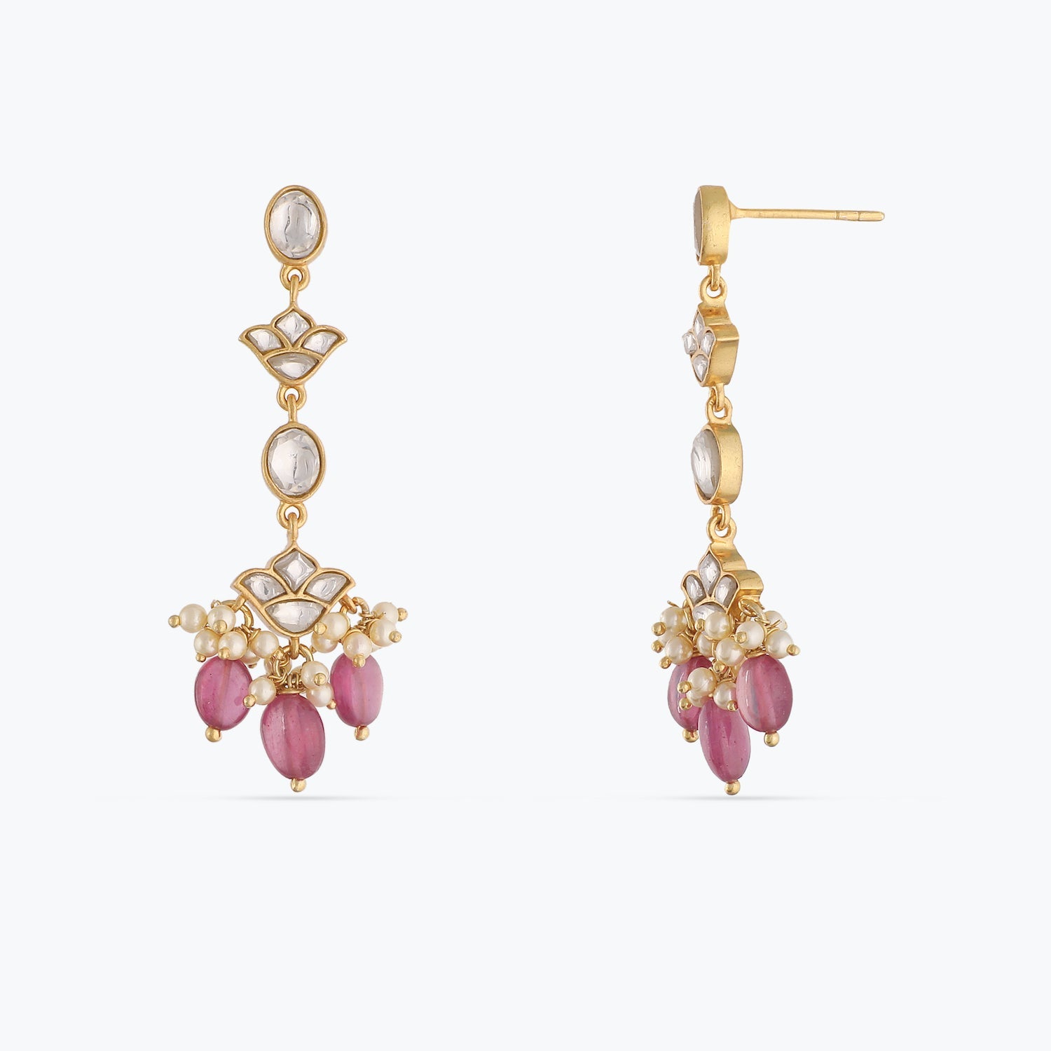 Earrings Floral Buds Jadau Silver Earrings