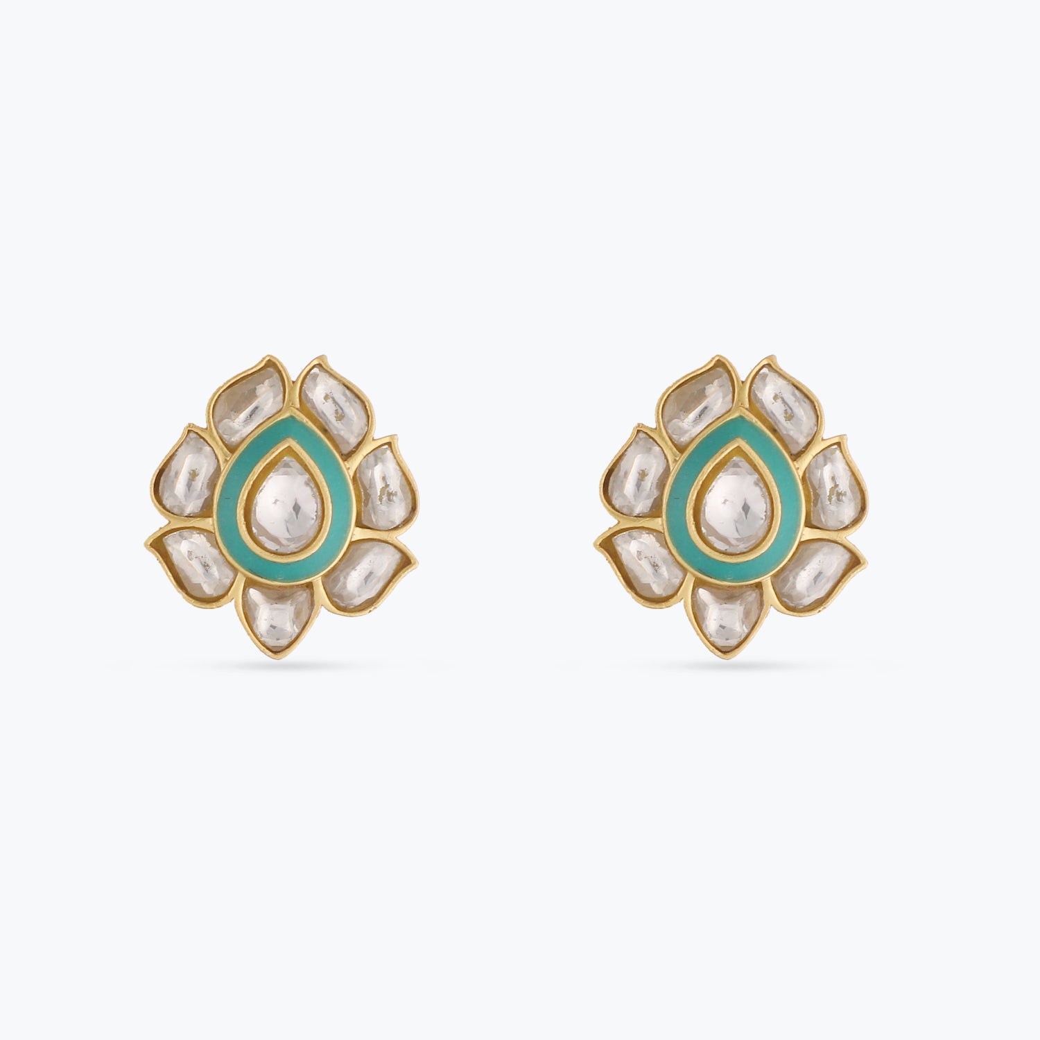 Gold jadau stud earrings online